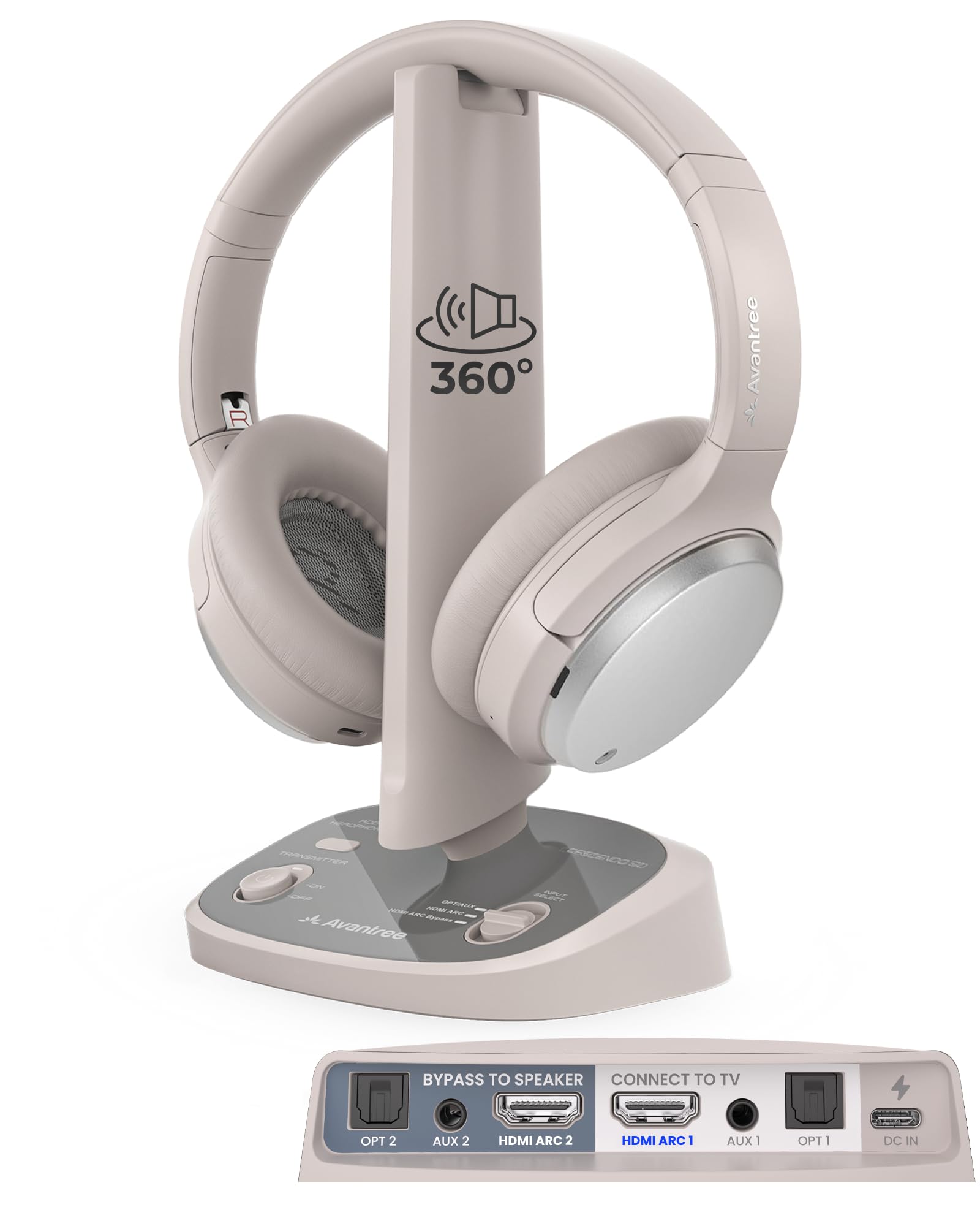 hdmi arc wireless tv headphones in black with 3d surround sound