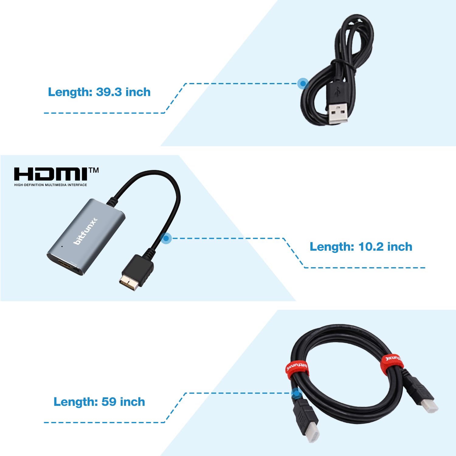 BITFUNX Adaptador HDMI PS2/PS1/PS One - Interruptor RGB integrado a componente, soporta RGB/Componente a HDMI 1080P, adaptador de videojuegos Plug & Play - 5