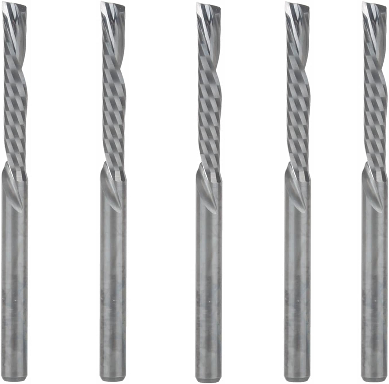 5pc UP & Down Cut 3.175X22mm Two Flutes Spiral Carbide Tool 1 Flute End Mill Carbide Cutting Tools Bits On Clean Machining Acrylic/Woodworking