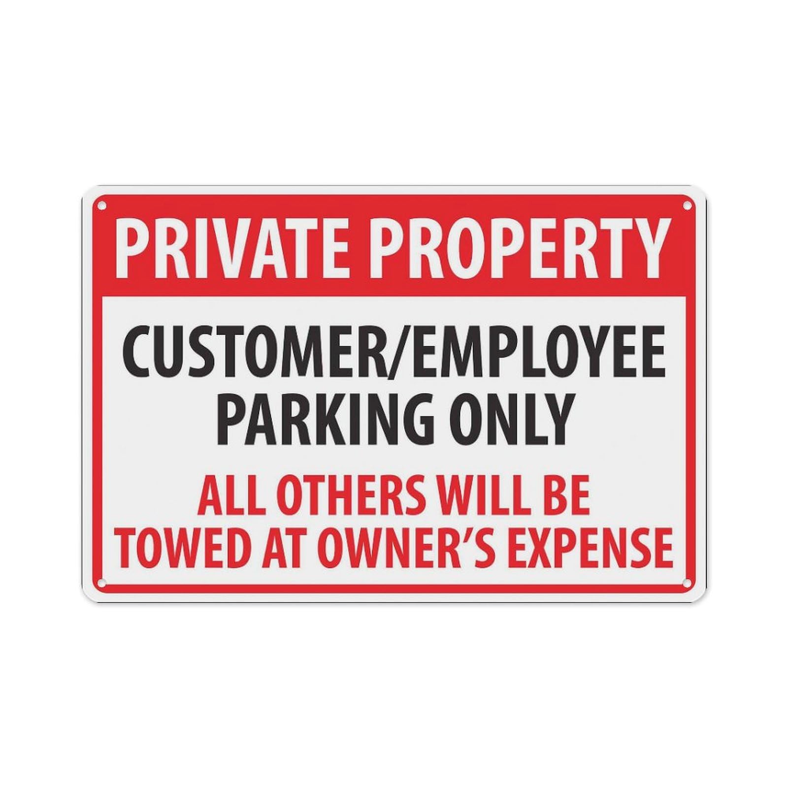 peiyeety Private Property Customer-Employee Parking Only All Others Will Be Tow Aluminum Tin Warning Signs for Home Outdoor Garden 8X12 Inches