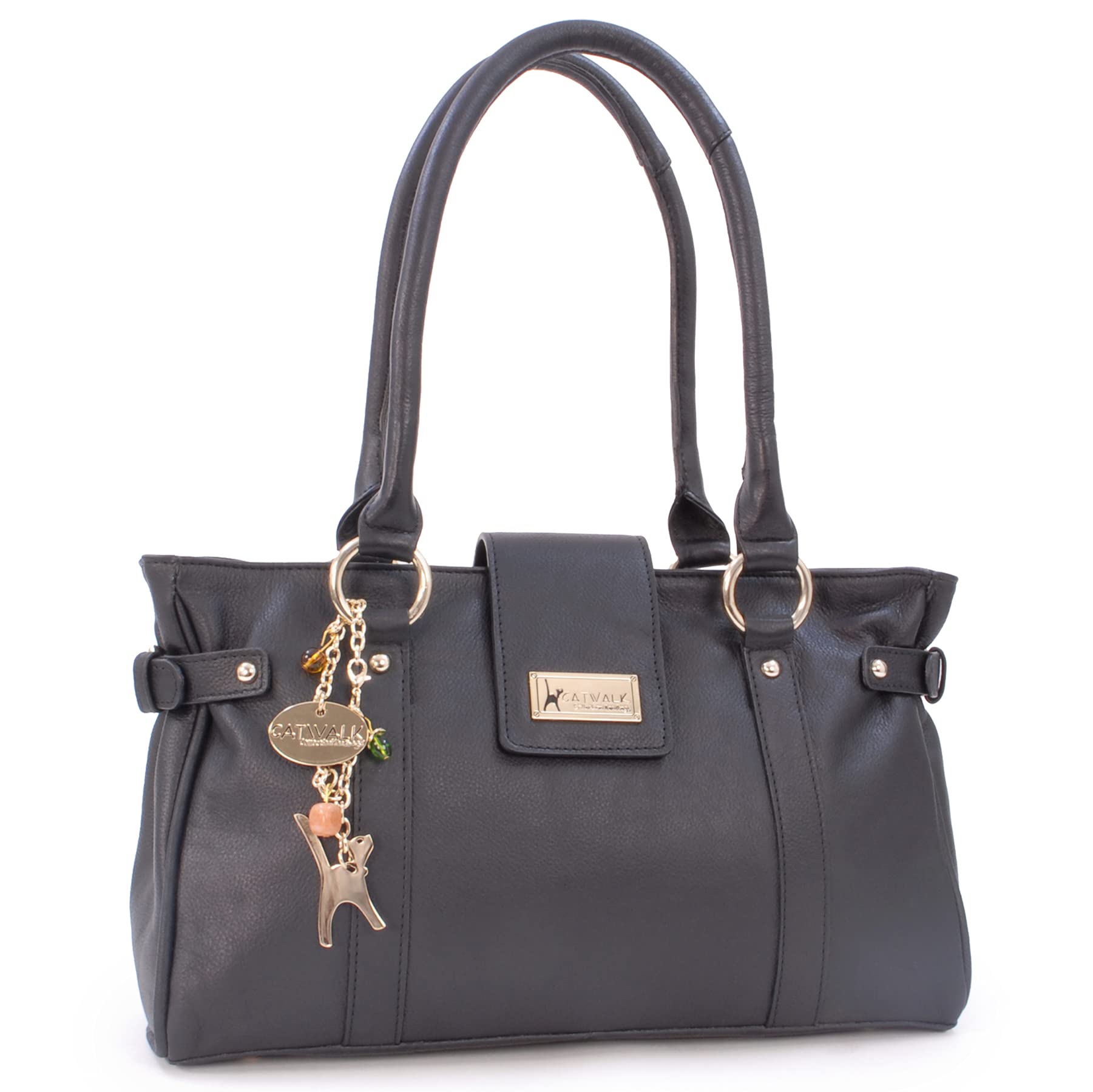 Catwalk Collection HandbagsWomen's Leather Shoulder Bag - Secure Zip Closure - MARTINA