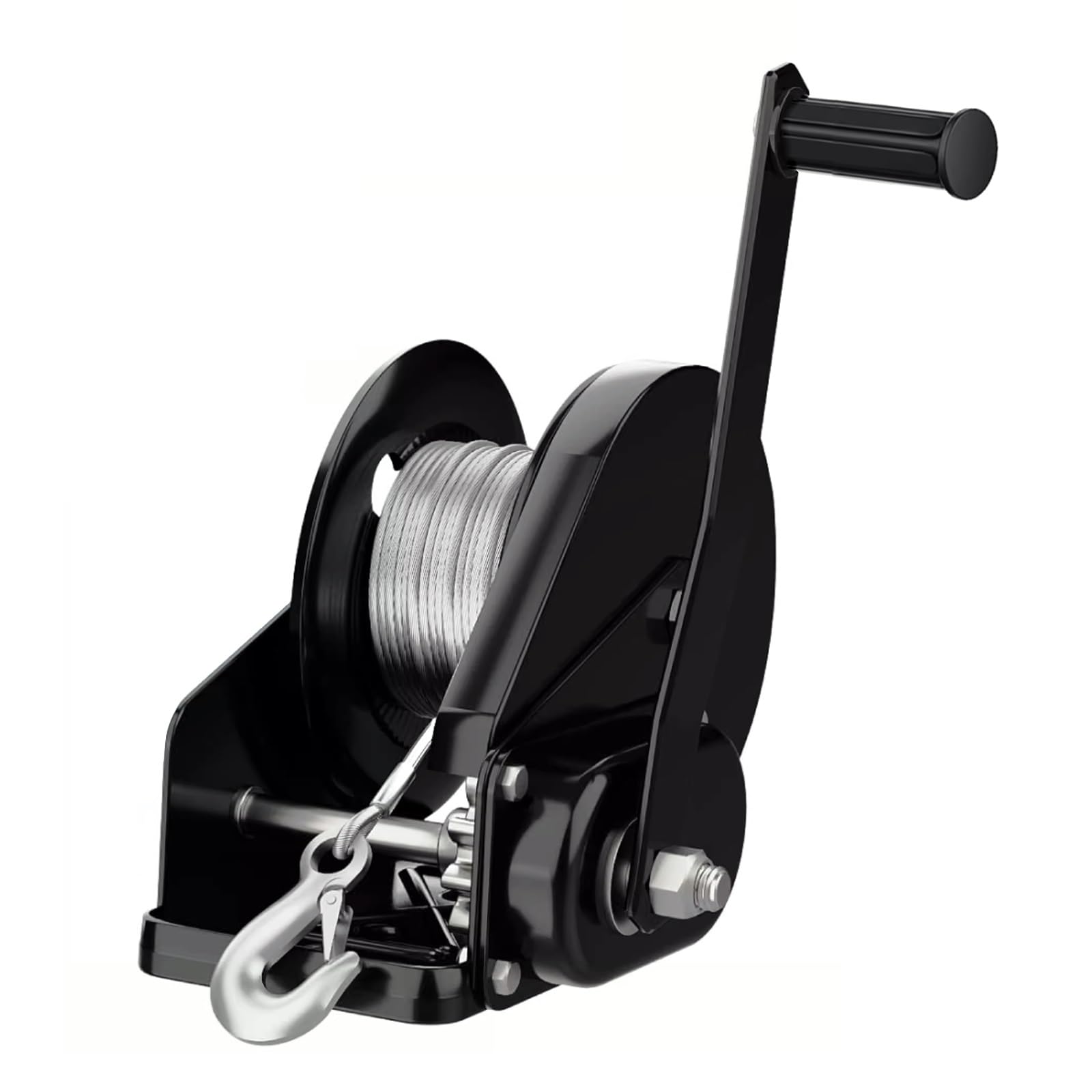 Self-Locking Boat Trailer Winch 1100 Kg/2400 Lb Capacity 15m Steel Cable Hand Crank Marine Winch Heavy-Duty Gear for Easy Loading Size: 30m/98.4ft