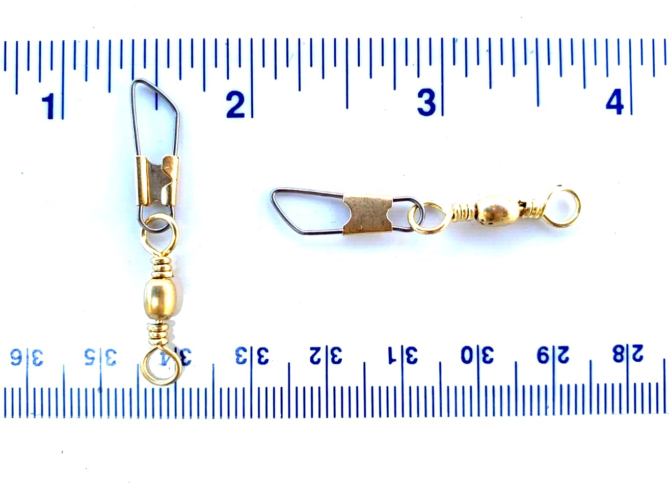 100 Gerry's Tackle Brass Barrel Fishing Swivels with Safety Snap Size 5 (30 lbs. Test)