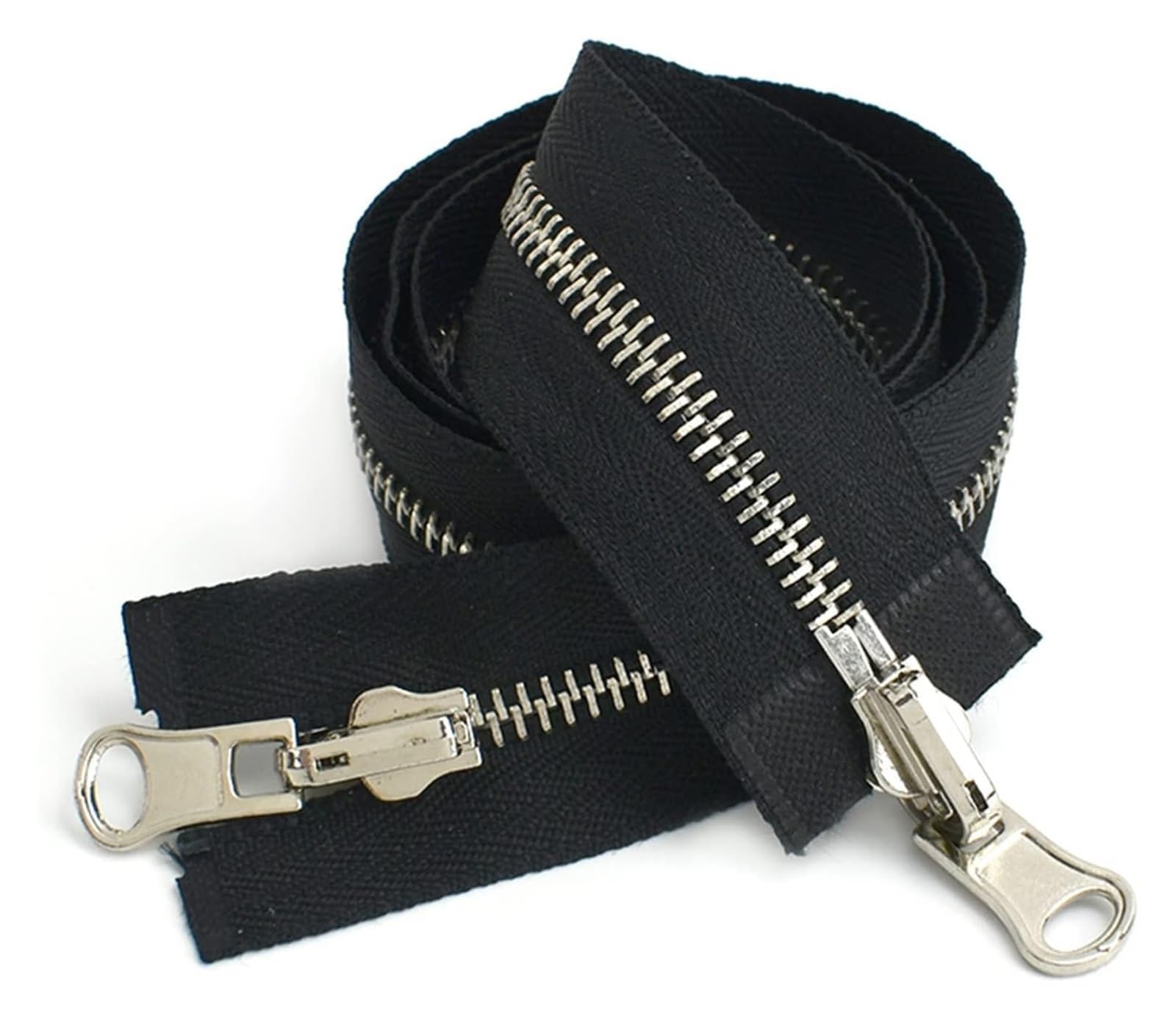 Zipper Metalowy dwustronny otwarty dwukierunkowy obrotowy zamek błyskawiczny 5# 8 70-100 cm Wielokolorowy dla majsterkowiczów(Black Silver,5# 100cm)