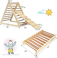 Vista 7 de HONEY JOY Escalador triangular con rampa, juego de triángulos de escalada 2 en 1 para interiores con escalera y tobogán, juguetes de escalada