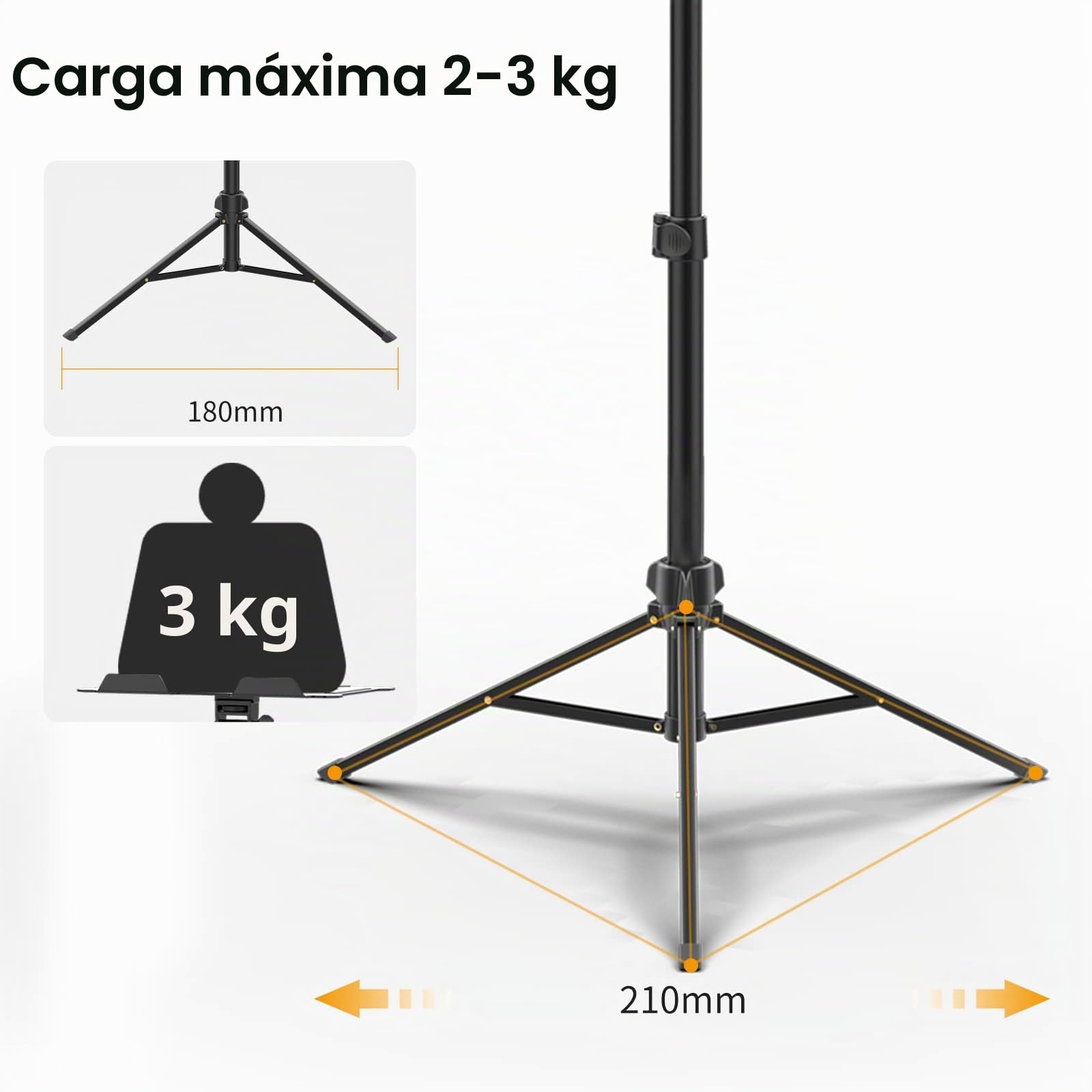 ULANZI Soporte para proyector, Altura Regulable de 60 a 150 cm, Aluminio, Soporte para Ordenador portátil, con Placa Plegable, soporta 3 kg, Ajustable a 360° y 180°