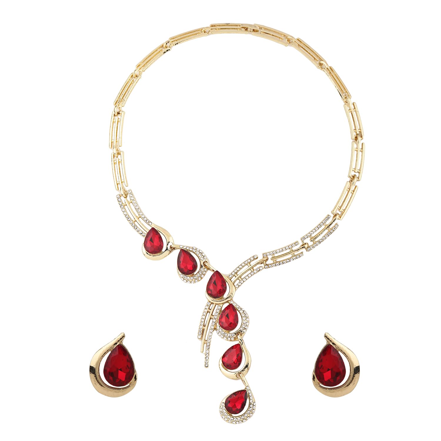 Shining Diva Fashion Latest Stylish Design Fancy Crystal Necklace Jewellery Set for Women (rrsd12078s) (B0CV4D1C7N) Amazon Price History, Amazon Price Tracker