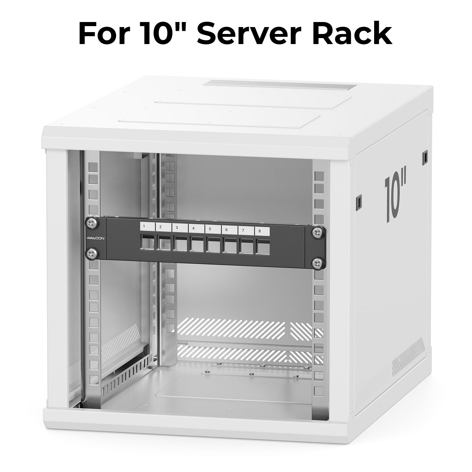 deleyCON 8 Port CAT 7 Pannello Patch Modulare 1 HE + 8x Accoppiatore RJ45 (Presa a Presa) Modulo Keystone CAT 7 - Montaggio Rack 10" Server Compatibile con CAT5 CAT6 CAT7 CAT8 Patchkabel Nero