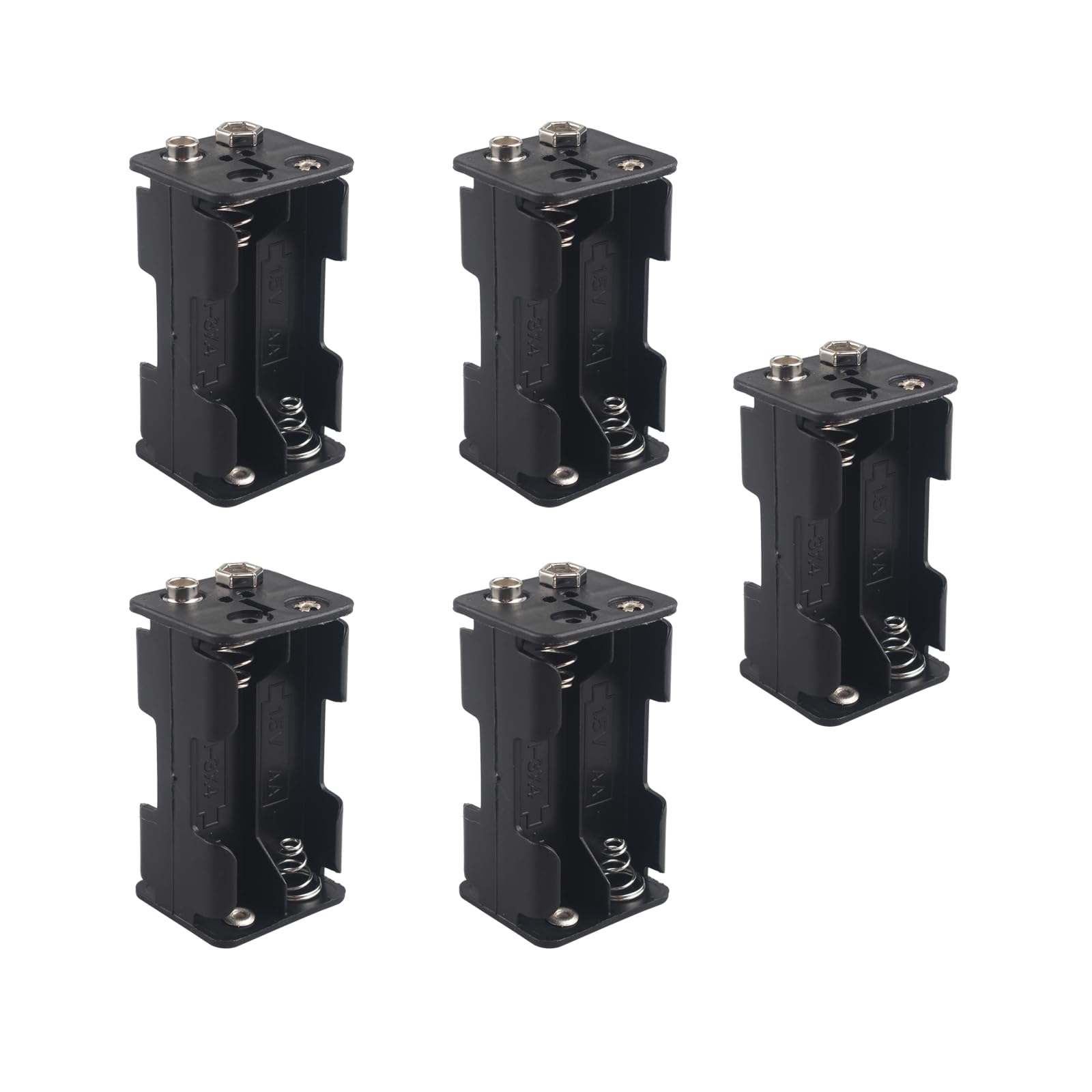 5PCS 4 × 1.5V Soporte de Batería AA, Caja de Almacenamiento de Batería de Plástico Soporte de Caja para 4 X AA 4AA 6V 4 Ranuras Caja de Batería de Doble Cara