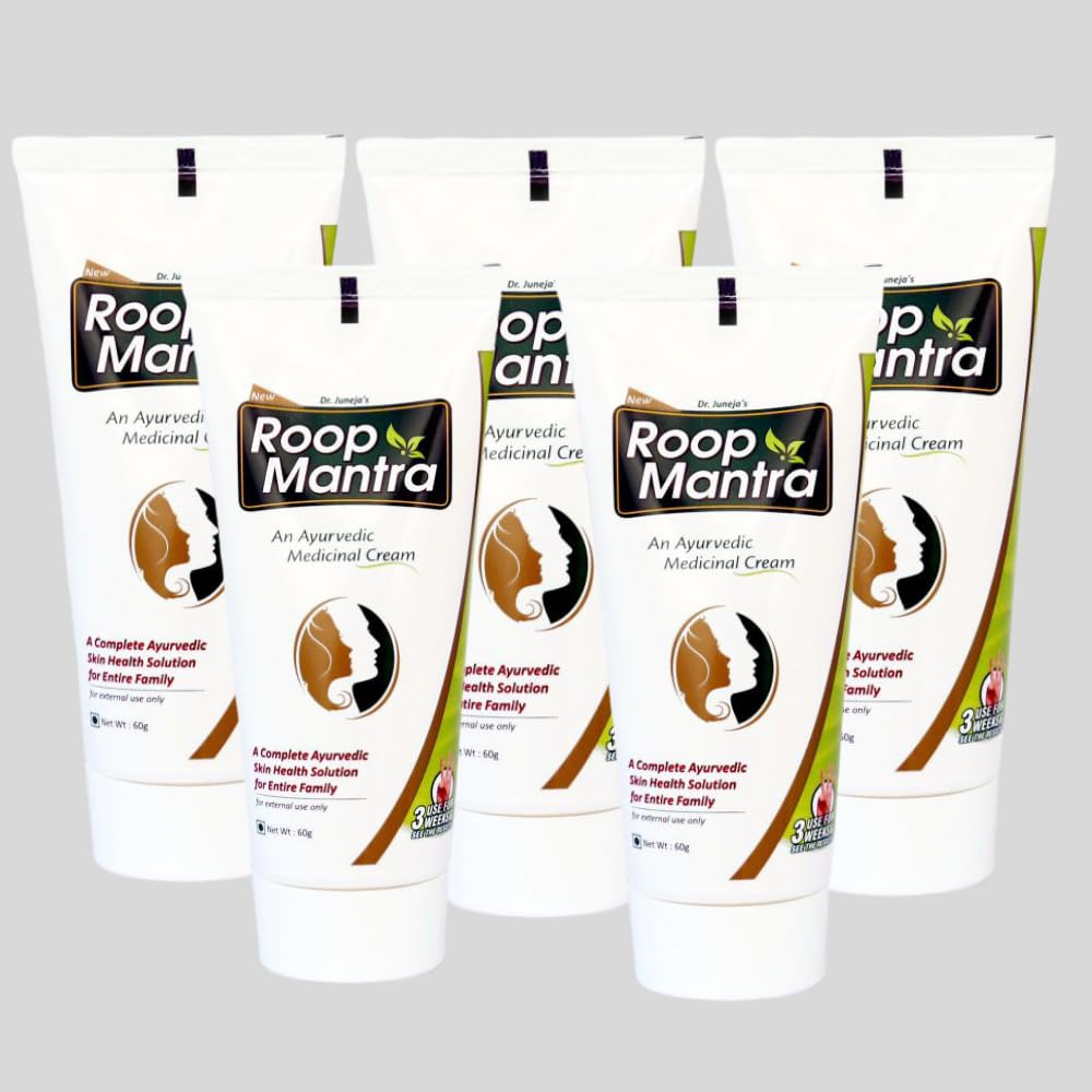 - Roop Mantra Face Cream For Hydrate And Moisturize Skin, Inflammation, And Improve Skin Tone | Ayurvedic Cream With Aloe Vera, Turmeric, Cucumber, Neem, And Chandan | 60 Gm - Pack Of 5