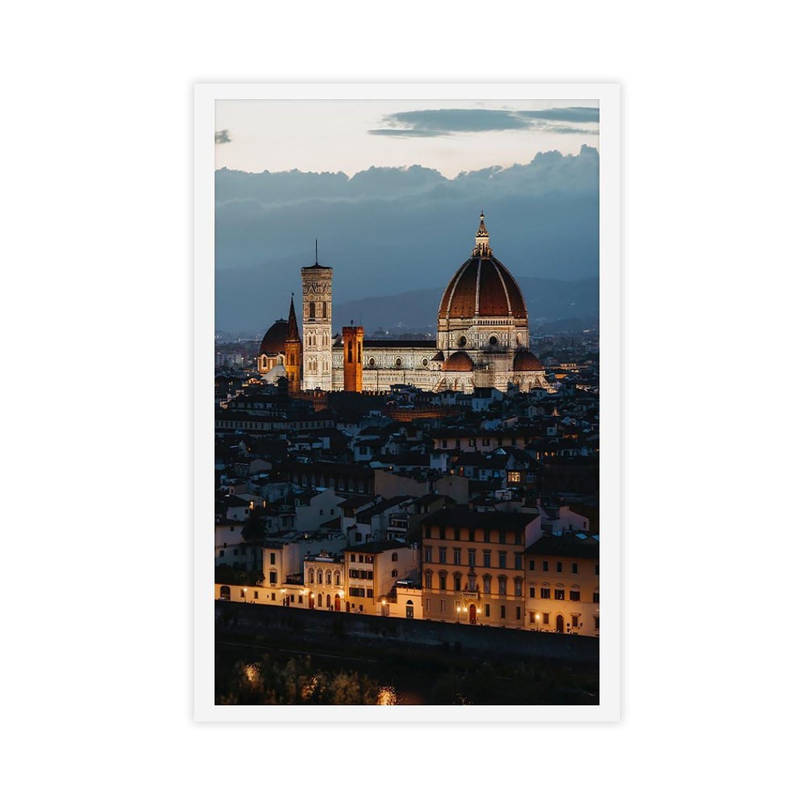 HEYANM Florence Duomo Print Italy Wall Art Blue Hour Canvas Poster Wall Art Paintings for Living Room Bedroom Decoration Unframe 24x36inch
