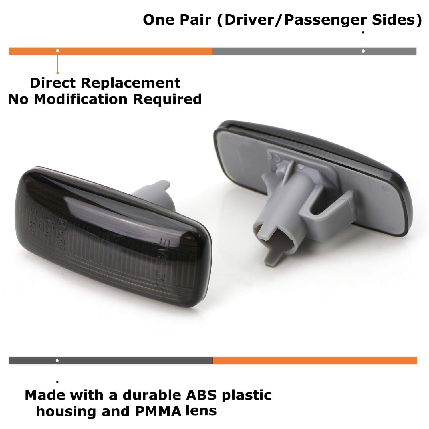 iJDMTOY Smoked Lens Front Fender Signal Side Marker Lamp Housing Assembly Compatible With Audi A4 A6 A8 TT, Replace OEM Amber or Clear Sidemarker Lamps