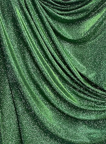 Glittering Lurex Fabric - Shimmer and Shine with Metallic Sparkle - Fashion Fabric by The Yard - for Crafting and Embroidery - Polyester Stretch Fabric - 1 Yard (Emerald Green)