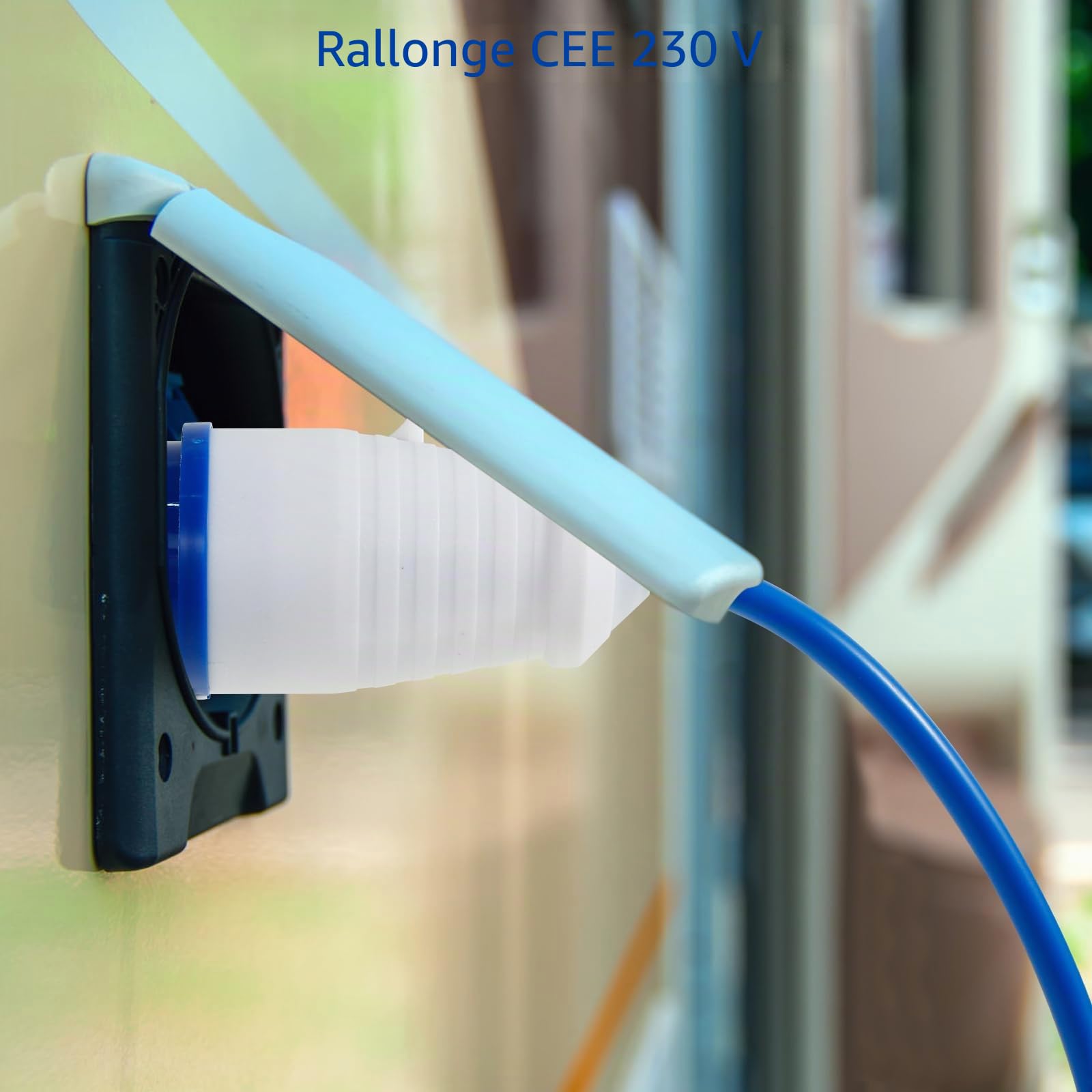 Rallonge CEE 10 m, 230 V, 16 A, ultra sûre, robuste, câble de caravane, câble de camping H07BQ-F de couleur de signalisation bleu, IP44, câble d'alimentation de force pour camping-car, camping