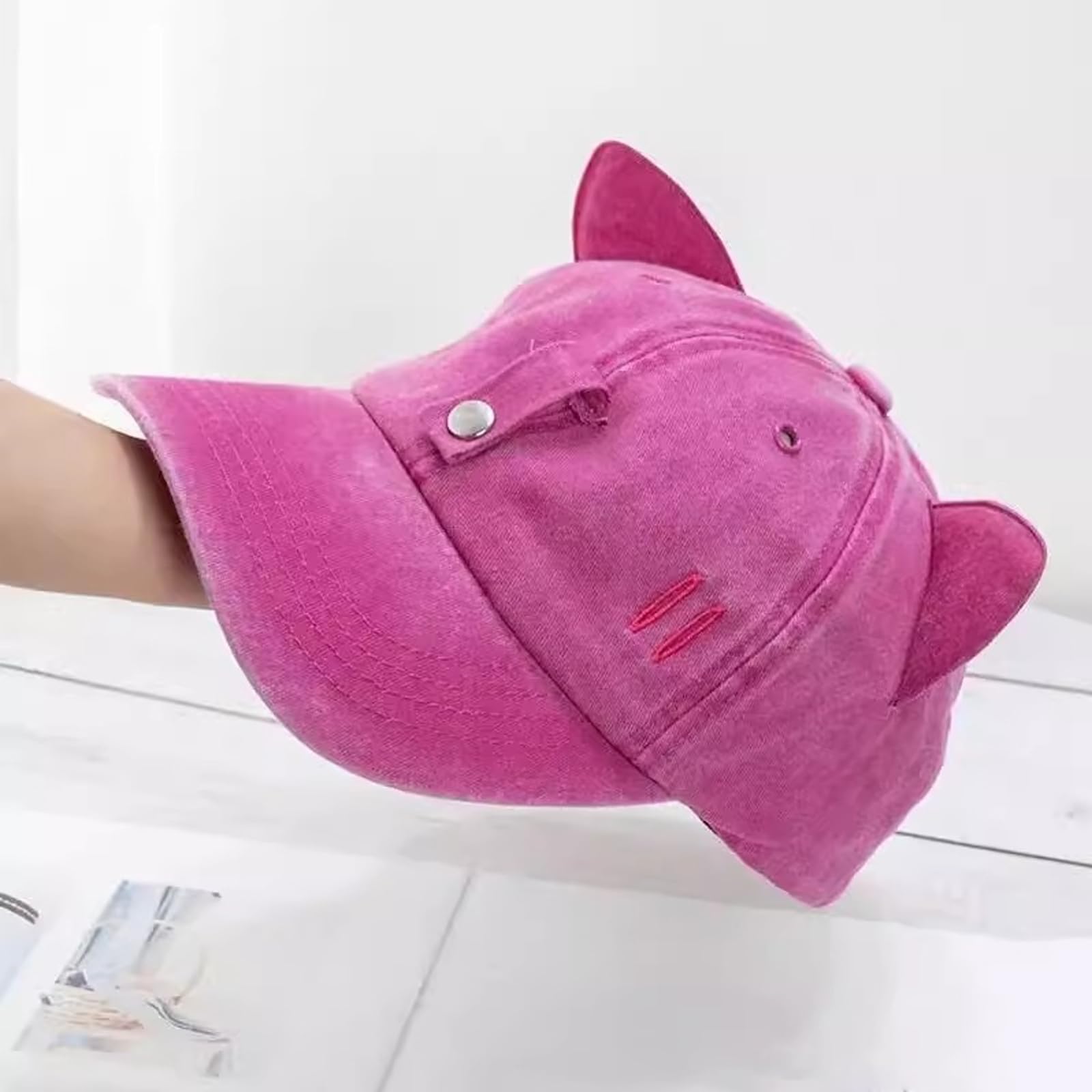 Cappello da Camionista Y2K con Orecchie di Gatto con Occhiali da Sole Staccabili, Berretto da Baseball Regolabile Vintage Lavato Stile Pilota
