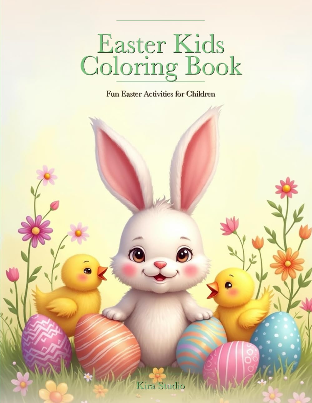 Easter Kids Coloring Book: 50 Easy Easter Coloring Pages with Bunnies, Eggs, Chicks and Spring Scenes for Boys and Girls