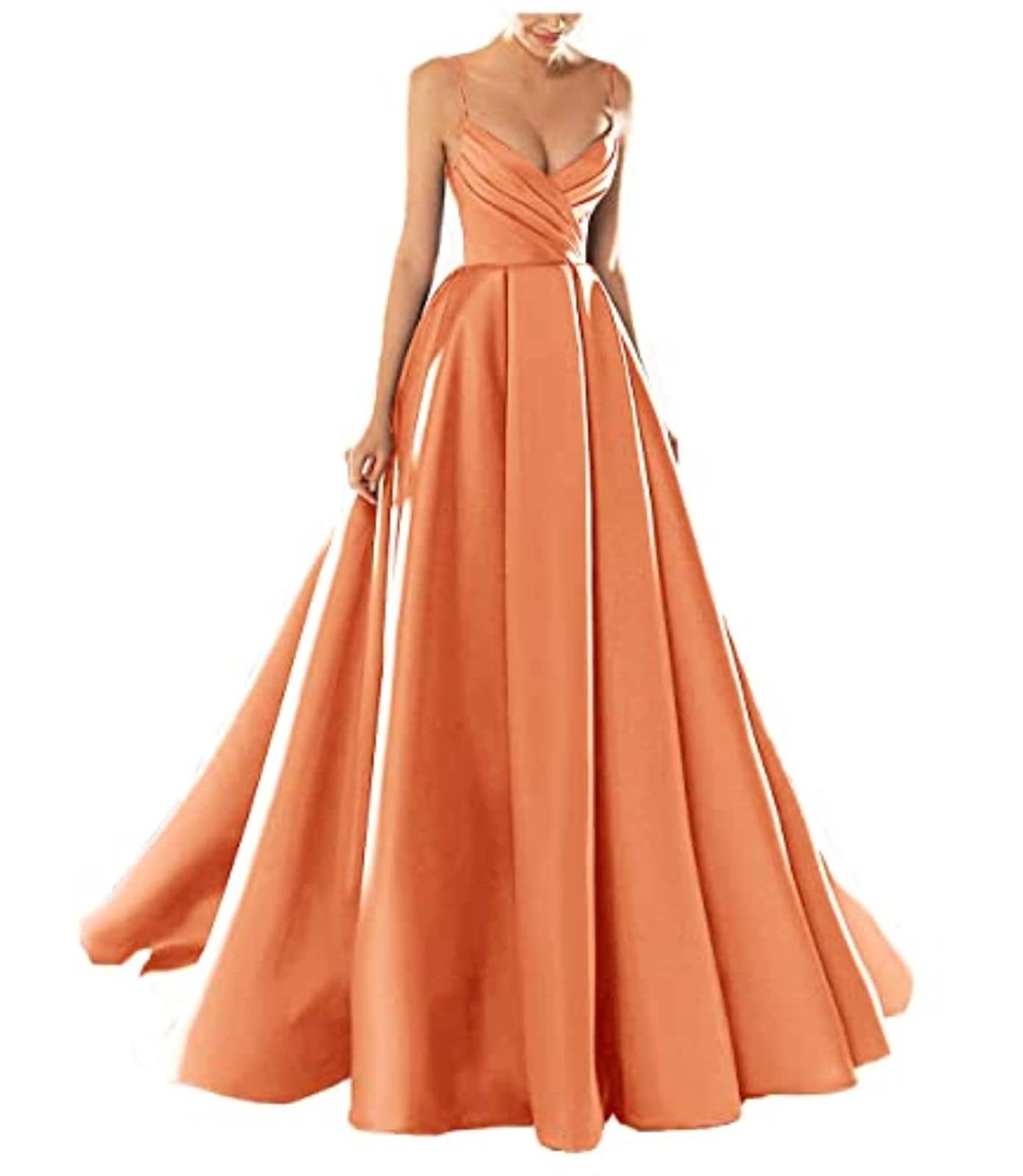 yhfshop Formal Long Evening Party Dress,Sexy V-Neck Spaghetti Strap Satin Evening Dress,Grape Purple,US8,Gowns Evening Bridesmaid Dresses — view 13