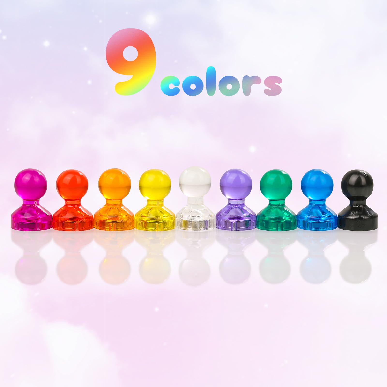 90 PCS Colorful Strong Magnetic Push Pin Magnets, 9 Assorted Color Magnetic Push Pin Magnets for Office, Classroom, Kitchen Home and School, Map Magnets, Whiteboard Magnets - Image 2
