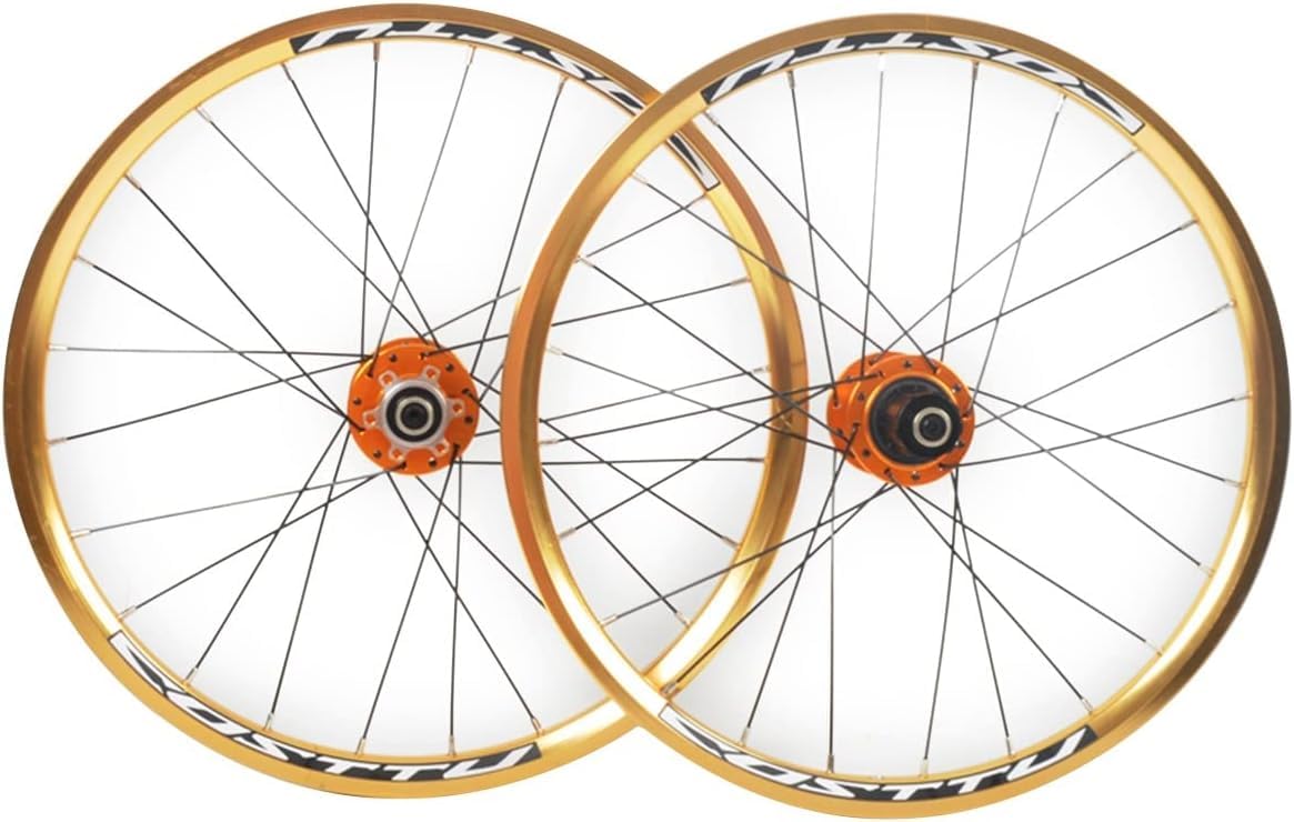 Jantes de vélo 16'' 305mm ELzEy anodisées or avec moyeu haute précision à blocage rapide