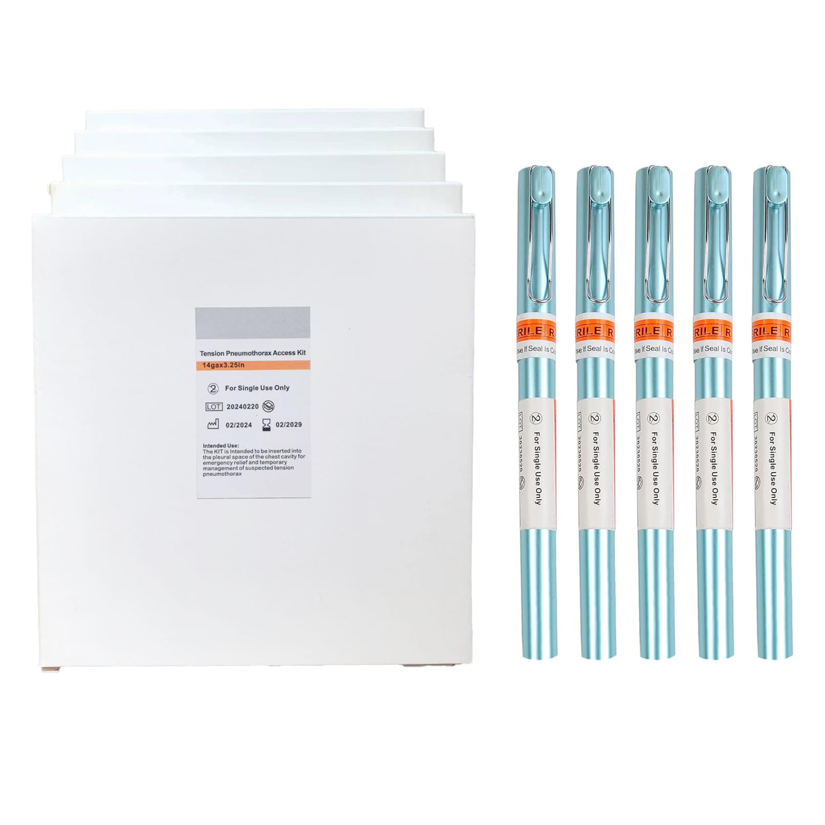 14G Chest Decompression Needles Tension Pneumothorax Needle Outdoor Emergency Tools, 100pcs