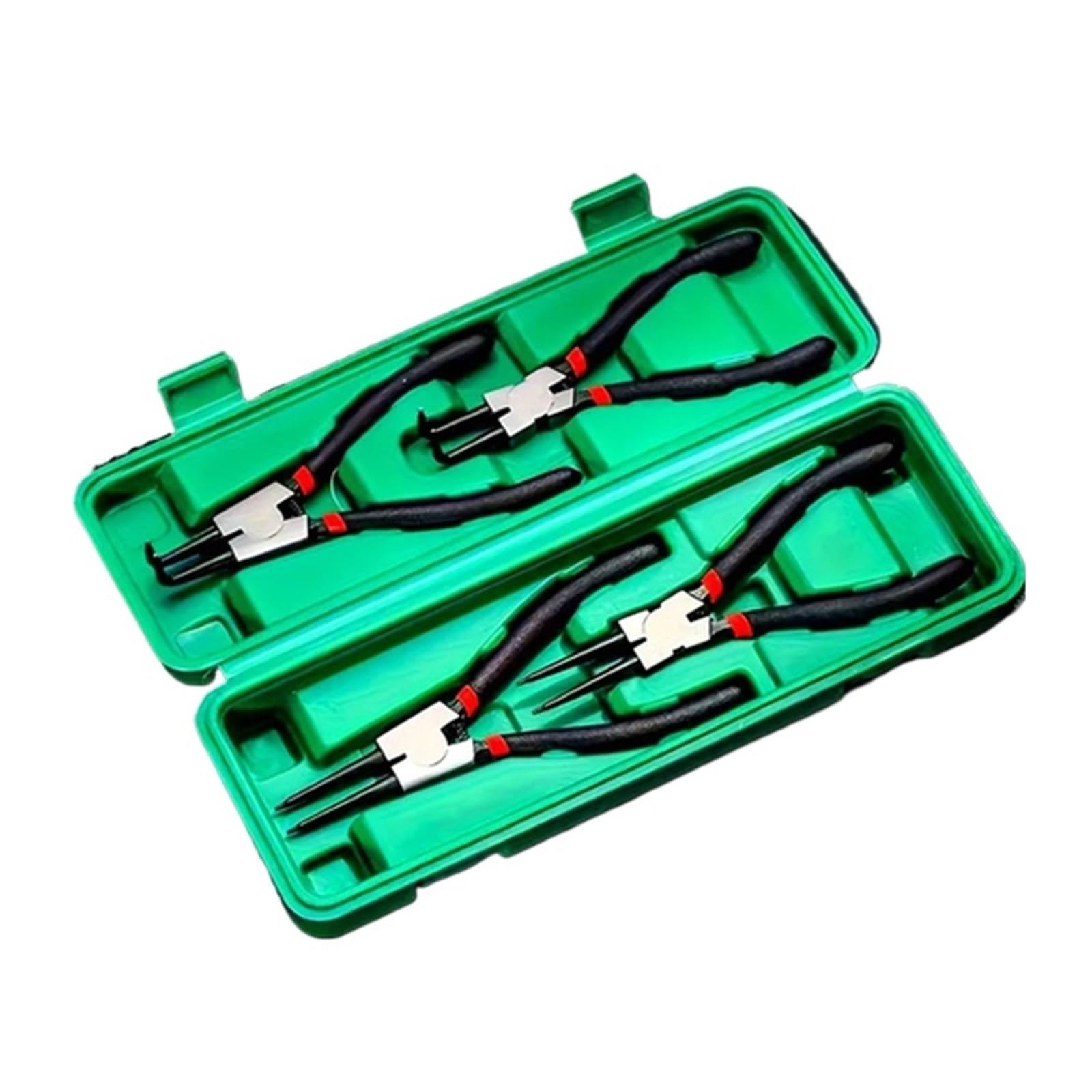 Set di pinze for anelli elastici dritti e piegati da 4 pezzi da 7 pollici | Utensili manuali for la rimozione degli anelli elastici interni ed esterni a punta lunga for vari lavori di assemblaggio