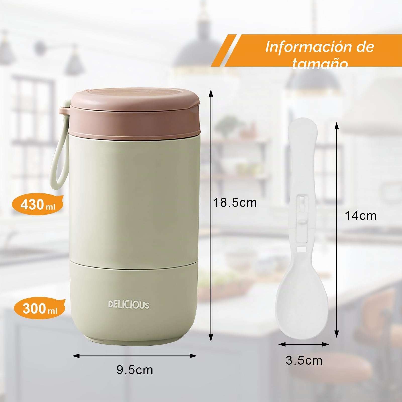 Chedin Vaso de cereales para llevar, acero inoxidable, 730 ml, a prueba de fugas, cuchara y tapa, tarros doble capa, perfectos para el trabajo (rosa, tamaño)