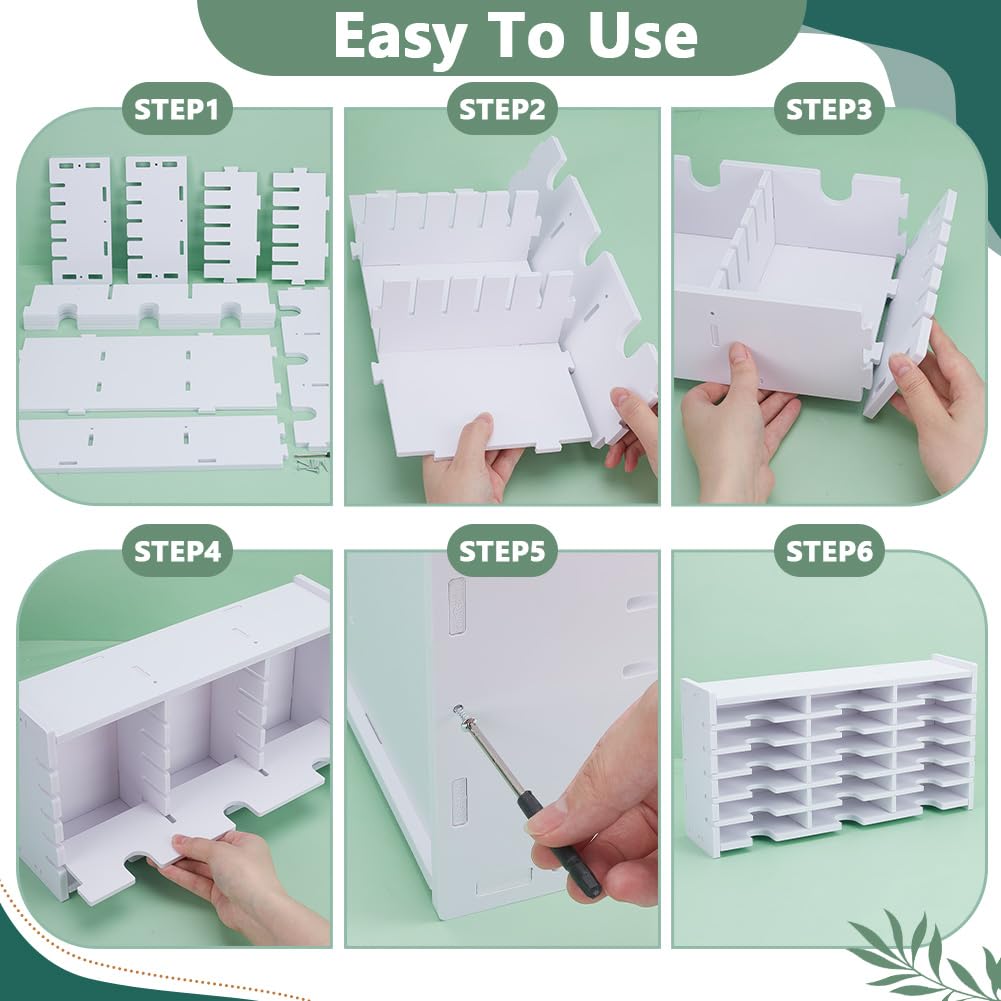 UNICRAFTALE Set di 2 18 scomparti per timbri, scaffalatura autoassemblata, in plastica PVC, organizzatore per desktop, impilabile, montaggio a parete