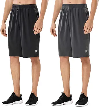 DEVOROPA Men's Athletic Shorts with Zipper Pockets