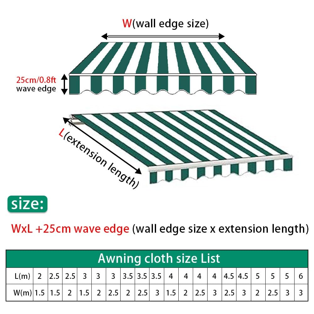 Toile De Remplacement Pour Store Banne 5x3m – Imperméable Et Résistante Aux UV