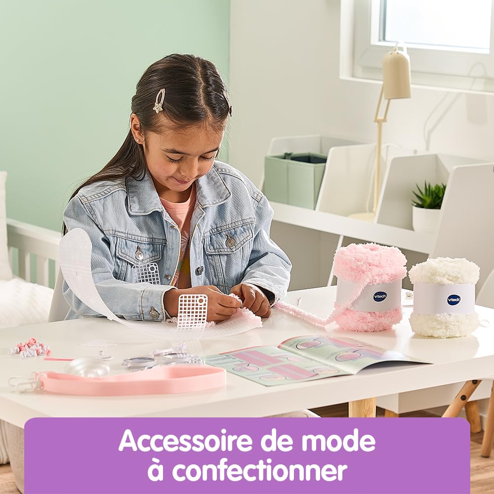 VTech - Kid'Couture My Magic'Fashion Unicorn Bag, ręczne szycie dziecięce, zestaw DIY interaktywna torebka do szycia, kreatywny wypoczynek elektroniczny, prezent dla dzieci od 6 lat - zawartość w