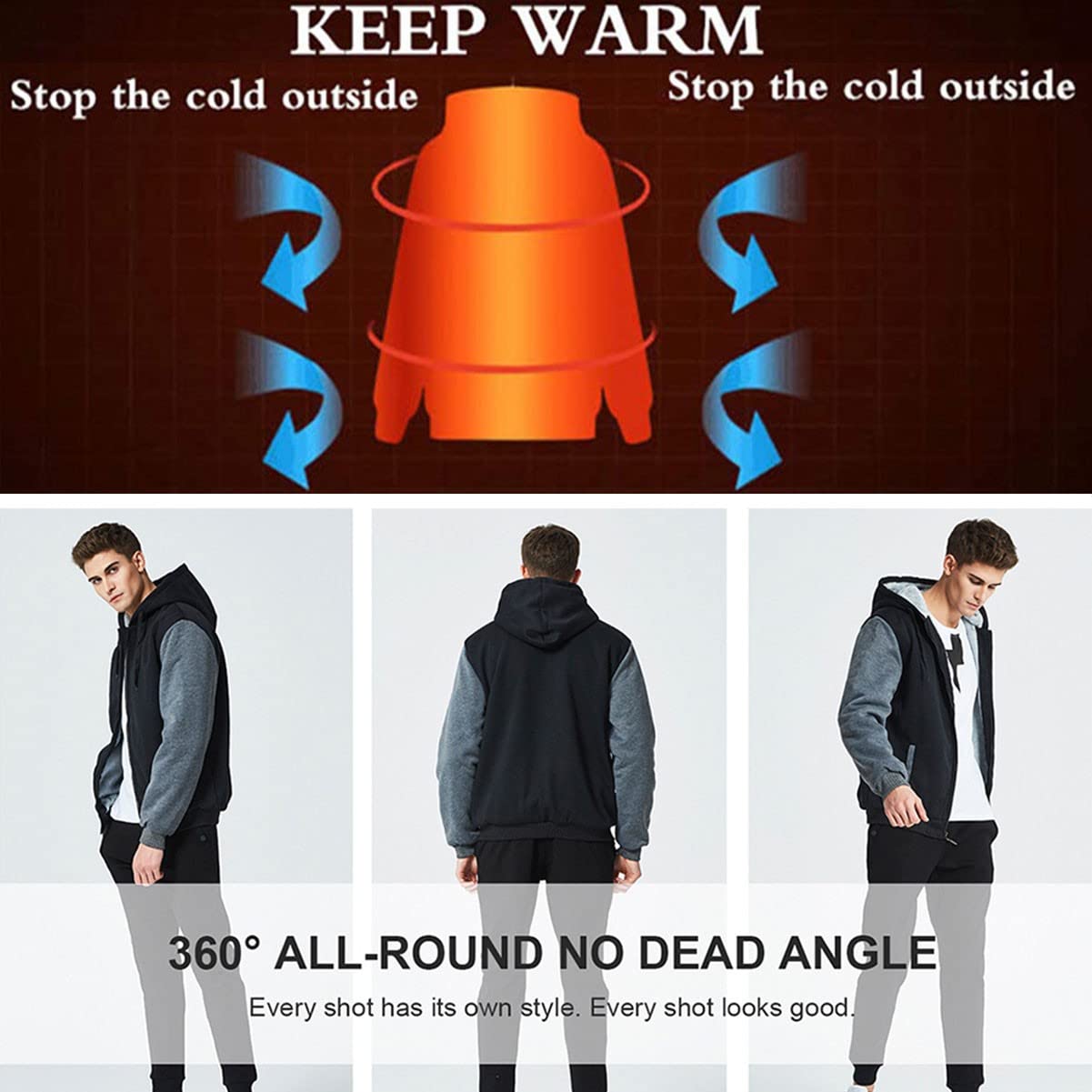 KouRy Herren Fleece Hoodies Jacken für Fast Furious Pullover Winter Warm Sweatshirt Casual Hooed Jacke Reißverschluss Dicke Mäntel