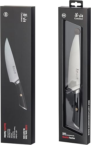 Miniatura 7 de Cangshan Cuchillos de chef forjados de acero alemán serie ELBERT (negro, 8 pulgadas)