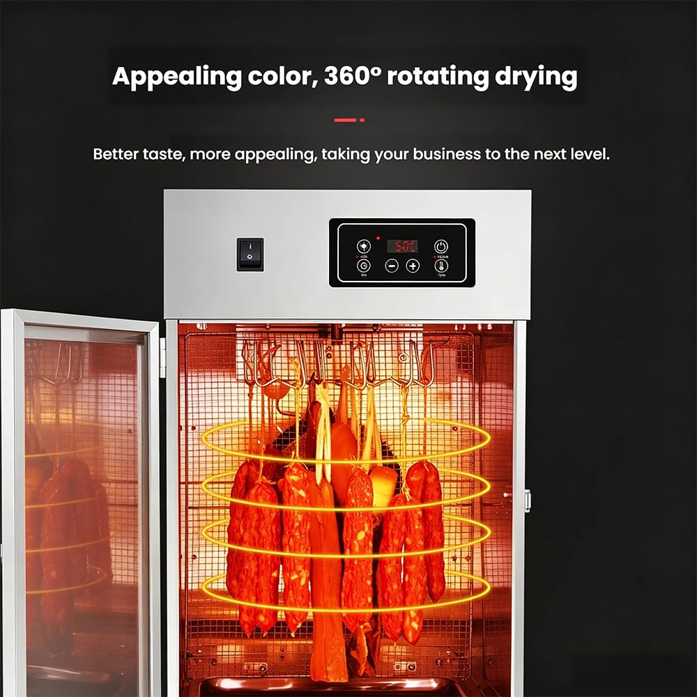 Caja Secadora De Biltong De Gran Capacidad, Deshidratador De Alimentos De Acero Inoxidable De 800 W, Panel De Control Digital Inteligente, para Uso Doméstico Y En Pequeños Negocios