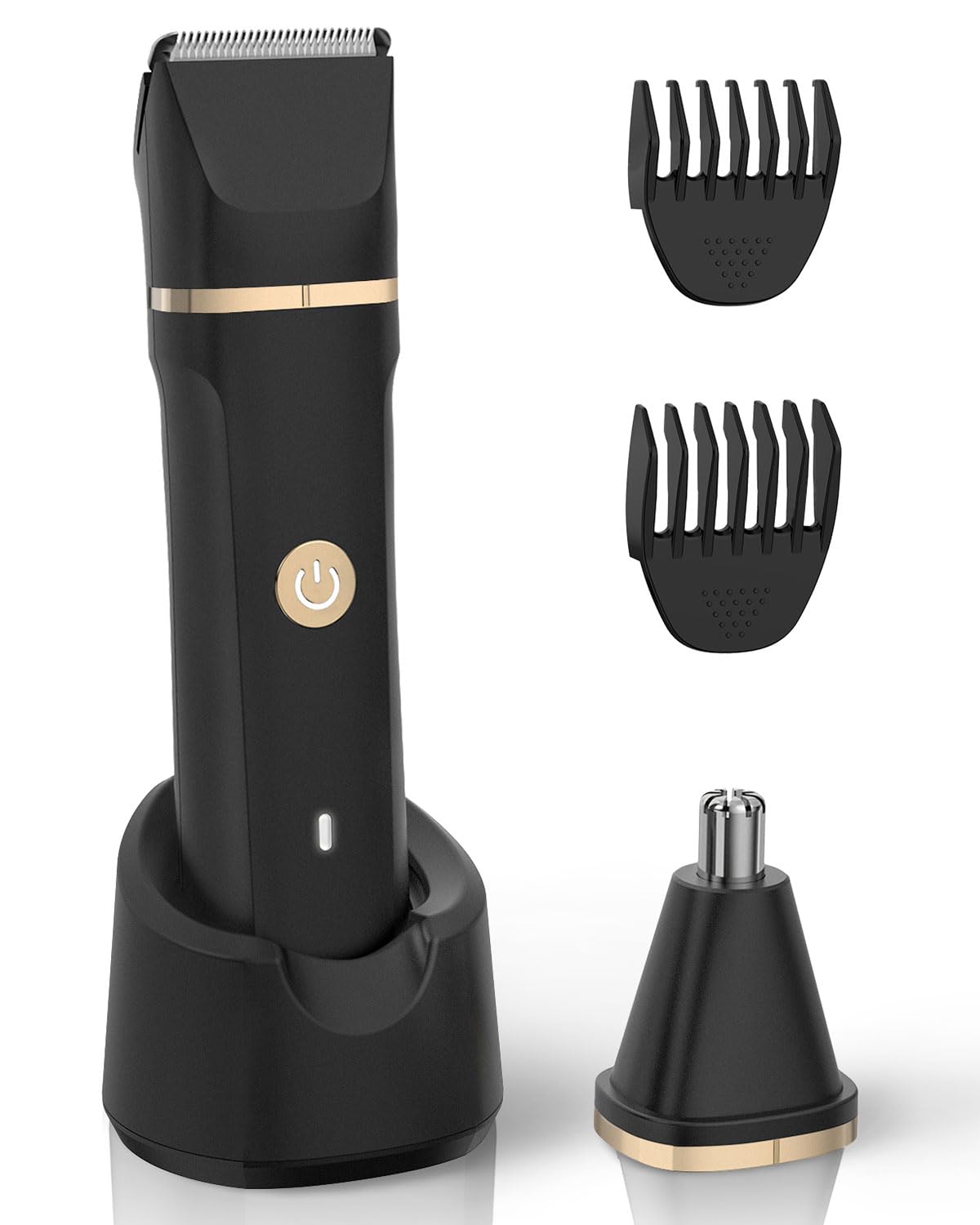 Manscape Body Hair Trimmer for Men - Groin, Pubic and Ball Hair Razor with Replaceable Ceramic Blade, Type-C Rechargeable Dock & Nose Hair Trimmer Head, Waterproof Electric Razor