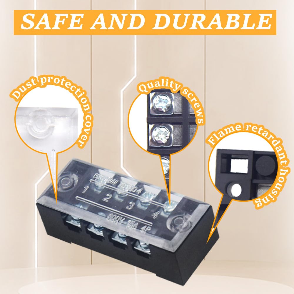 12 Pezzi Morsettiera Elettrici Striscia terminale a vite 6 pezzi 4 Position morsettiera a doppia fila 600 V 15 A +6 pezzi 4 Position Con striscia a barriera 400V 15A rossa e nera (YTB1504)