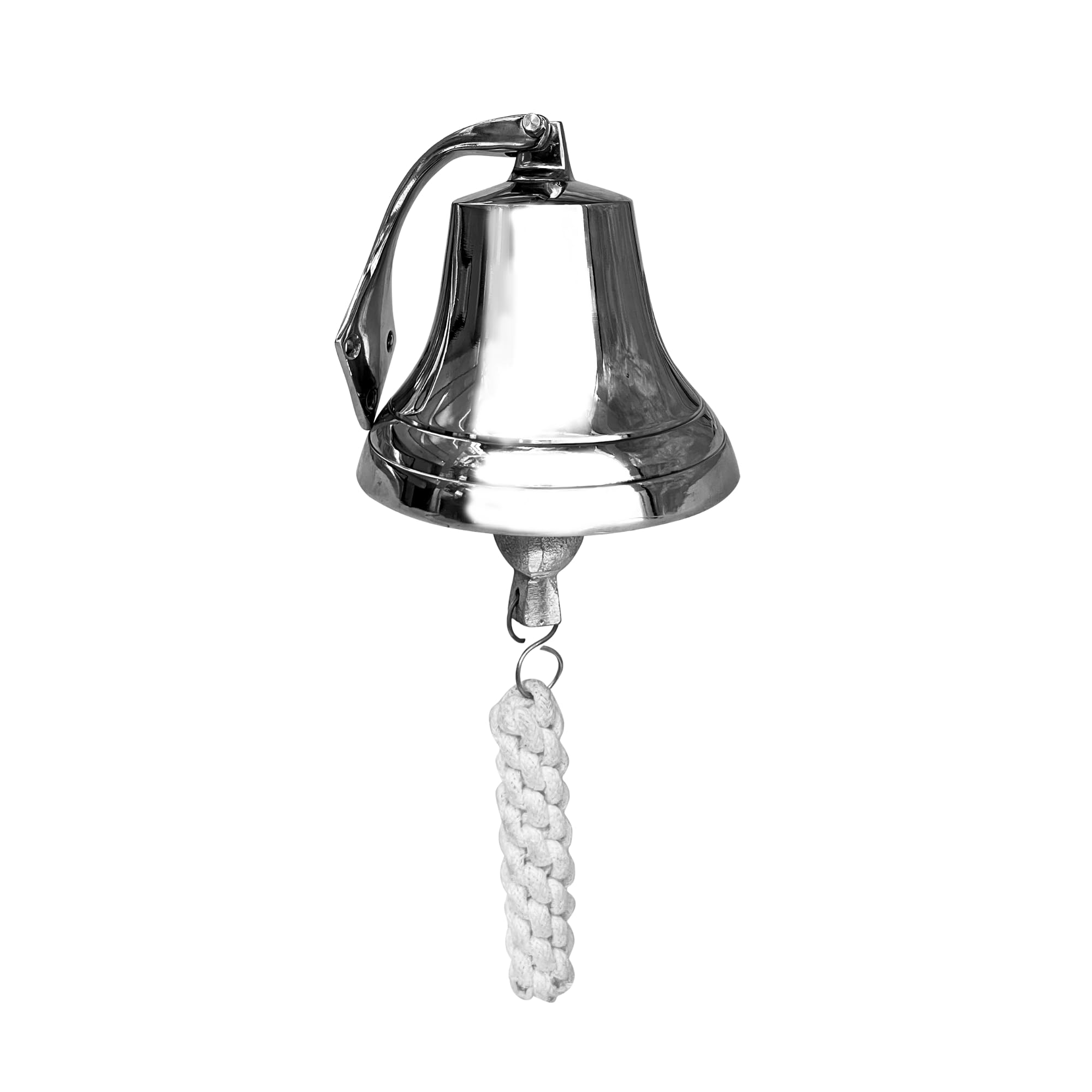 Metallix Hanging Bell | Hanging Bell for Door, Reception, School, Outdoor, Indoor, Dinner & Chruch | Heavy Aluminum | Nautical Ship Bells (Chrome, 6 Inch)
