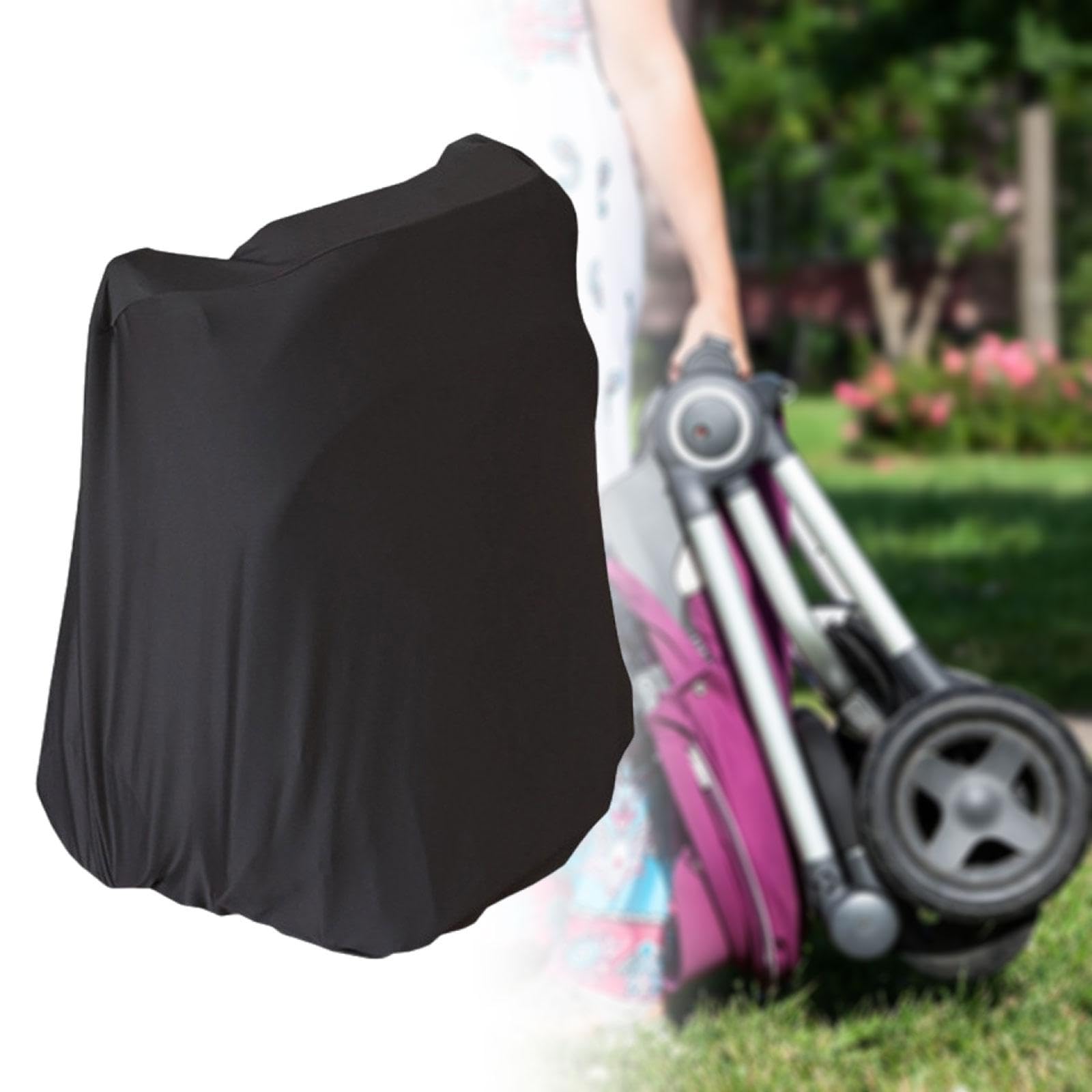 Copertura Antipolvere per Passeggino, Elastica, Lavabile, Borsa Portaoggetti per Passeggino, Copertura Protettiva per Carrozzina, Chiusura con Couliss, Nero, L