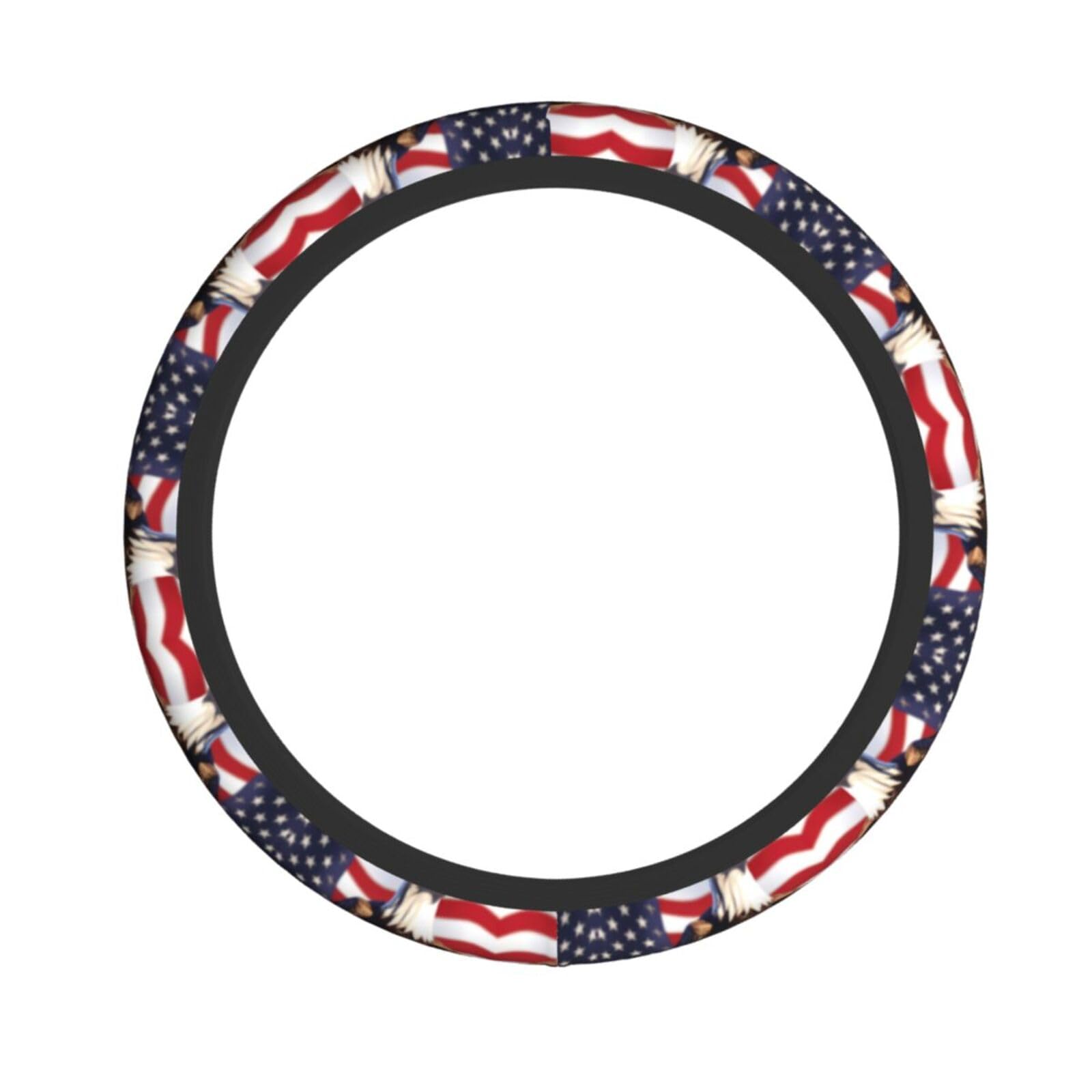 Bald Eagle with American Flag Full-Print Steering Wheel Cover - Automotive Steering Wheel Cover for Most Vehicles