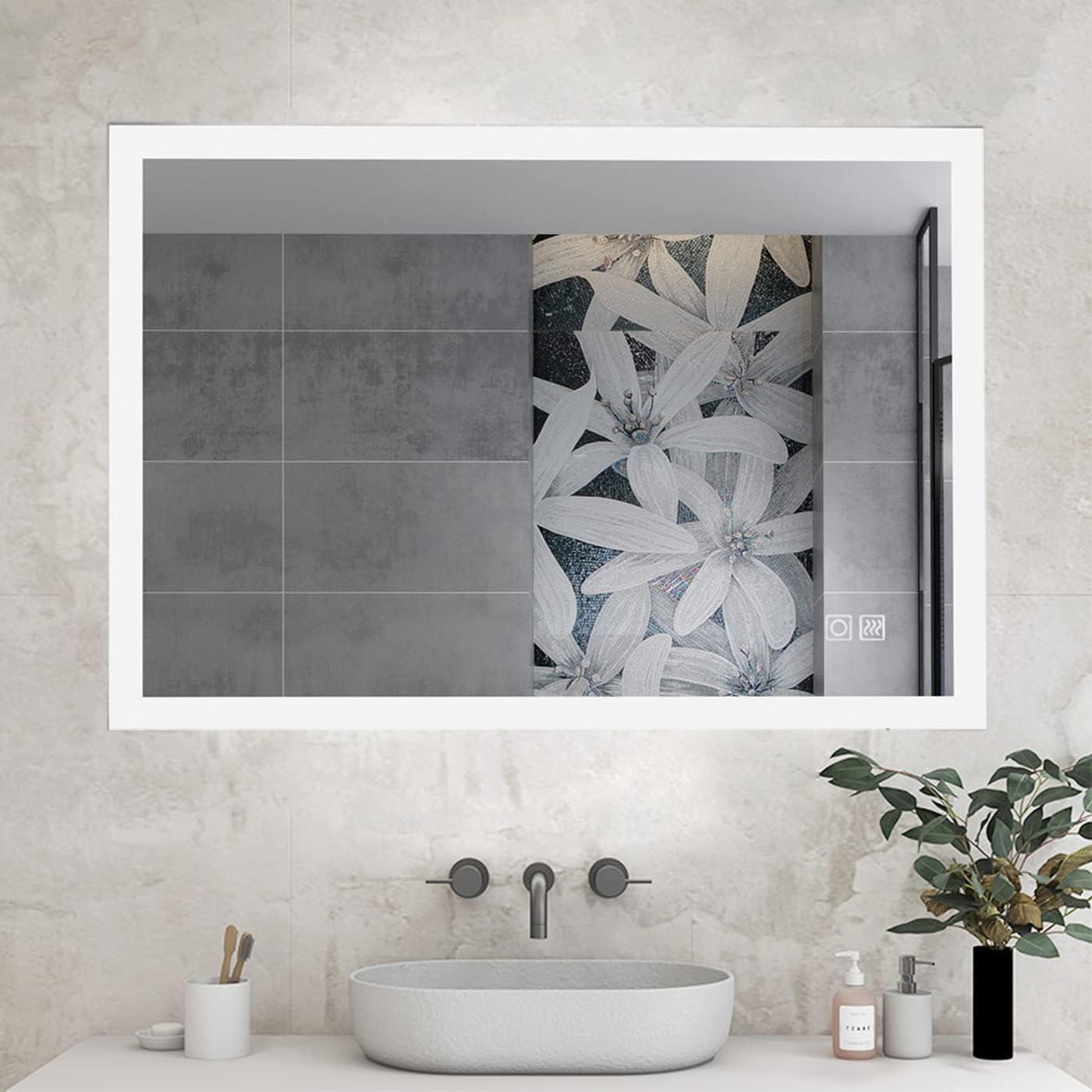 MIQU 600 x 500 mm Light Up Wall Mirror,LED Backlit Bathroom Vanity