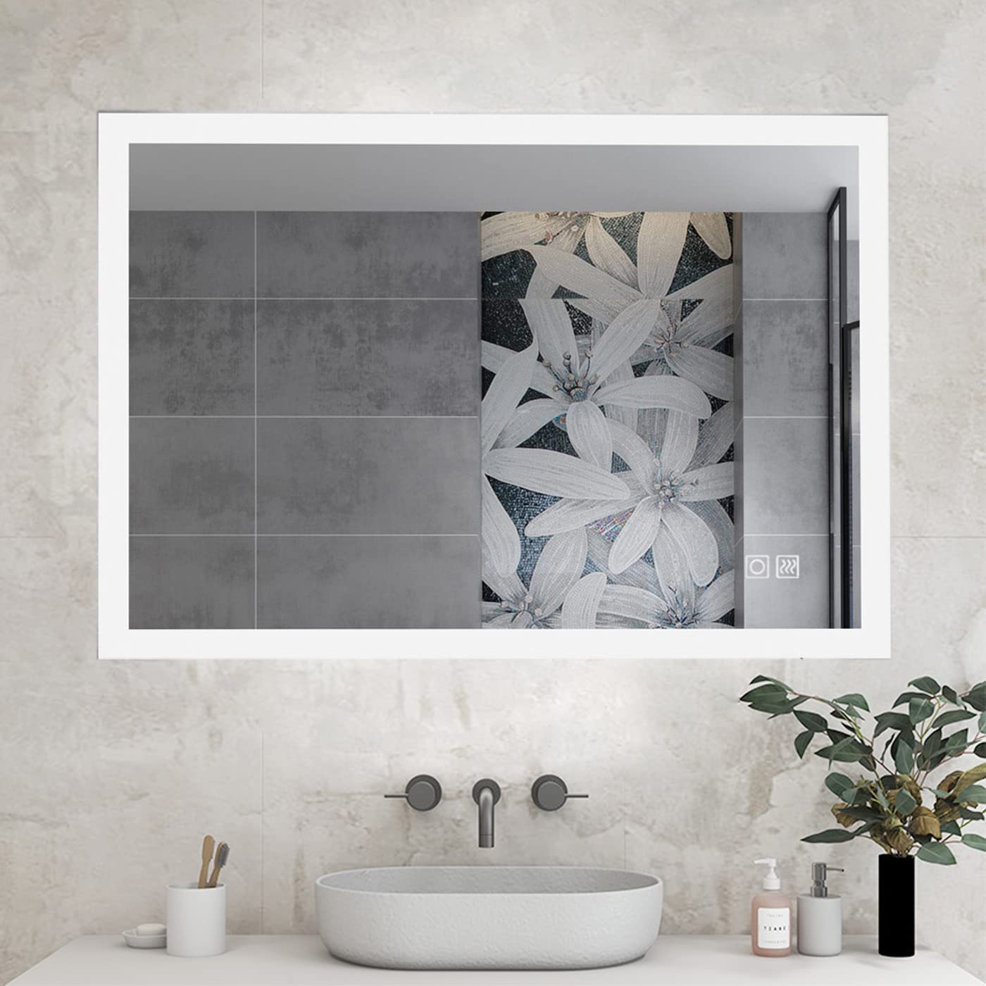 Buy MIQU 600 x 800 mm Light Up Wall Mirror,LED Backlit Bathroom Vanity
