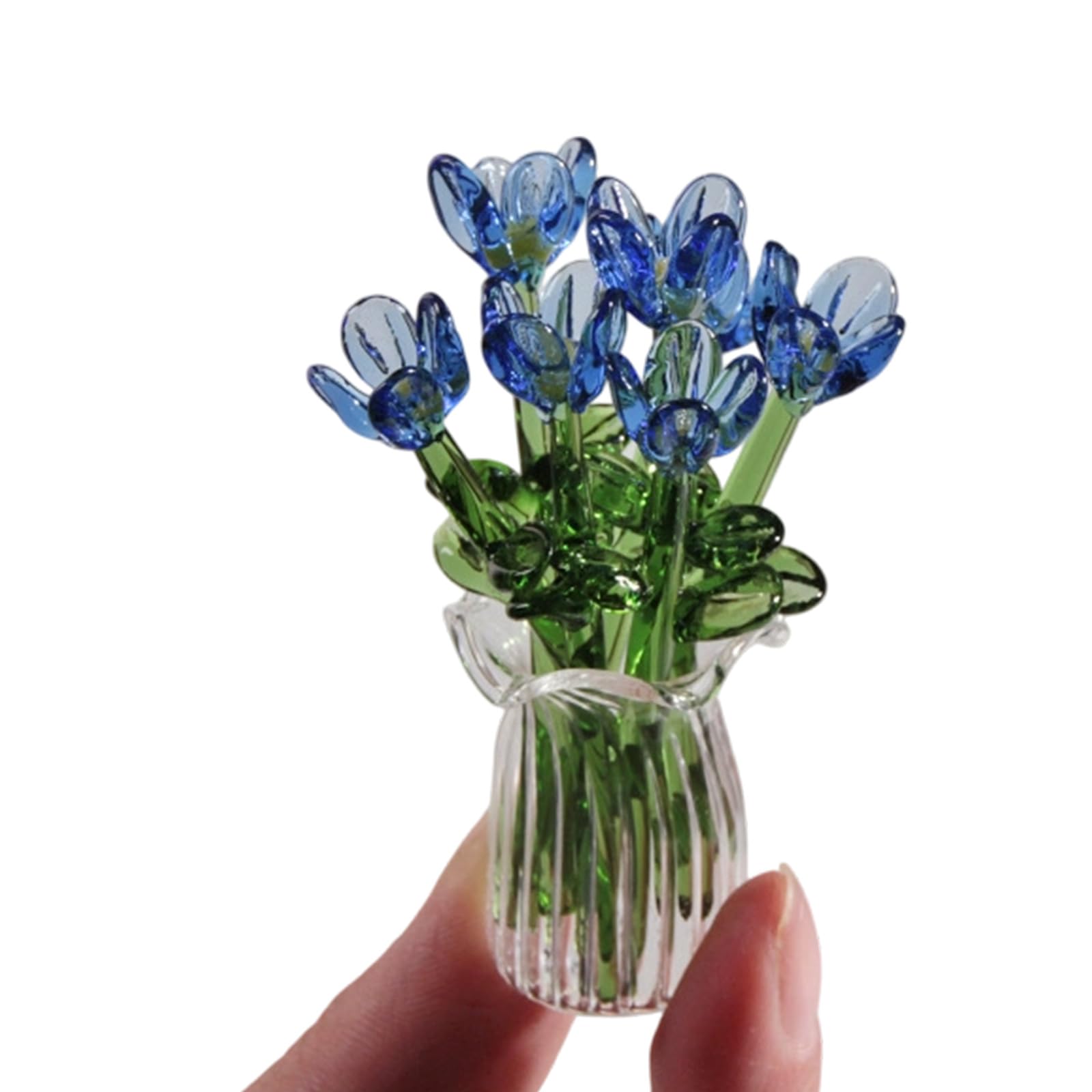 Glass Decorative Flowers Bouquet Handcraft Crystal Flower Statue Ornaments Simulation Flower Collectible Glass Blown Ornaments