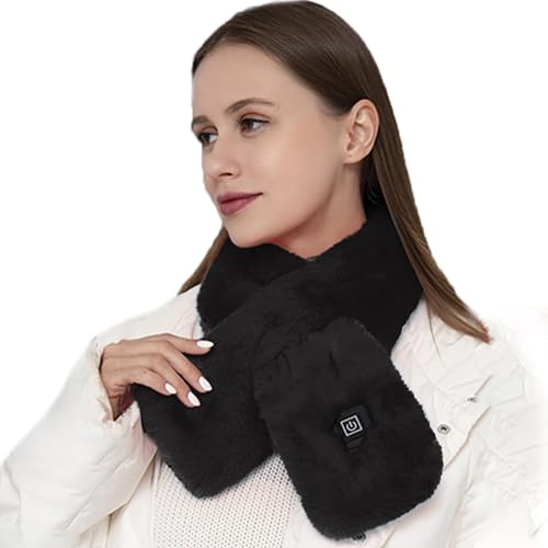 YJZQ Écharpe chauffante Chauffe-Cou Fausse Fourrure Pliable Tour Cou Chauffants 