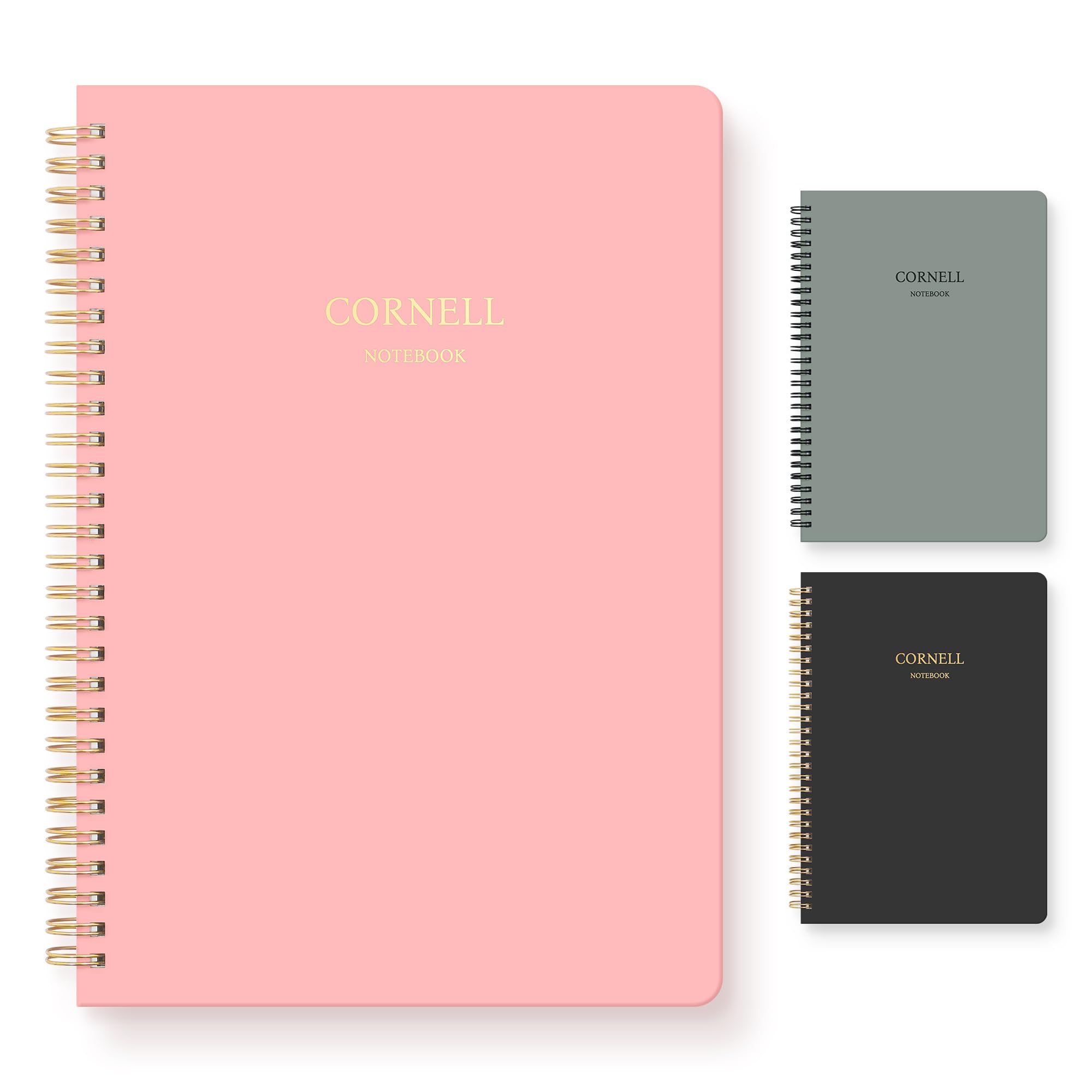 Verveorig Hardcover Cornell Notes Notebook for Note Taking Supplies, B5 Spiral Aesthetic Study Subject Notebooks for School Work College Ruled Meeting Notes Book Studying Essentials, 7.2” x 10”, Pink