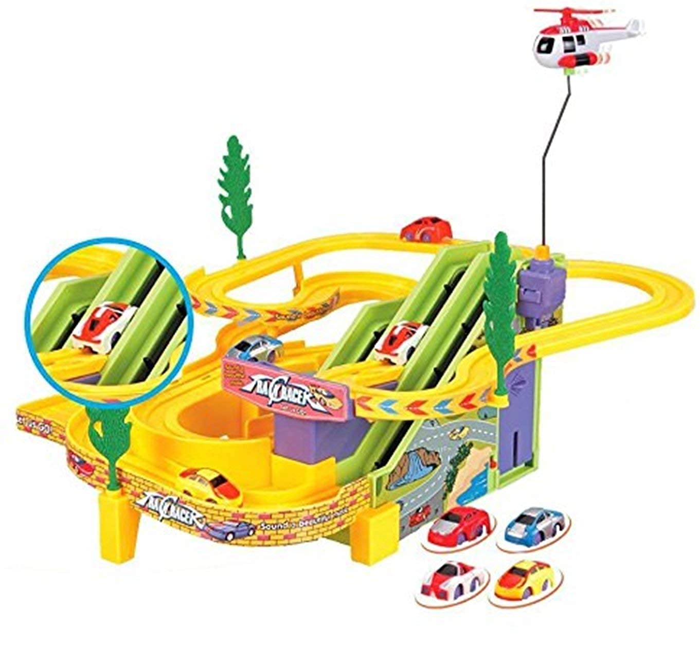 Vile Enterprise® Track Racer Toy Game Car Racing Ramp Set Battery Operated Musical Kids Games (Multi-Color)