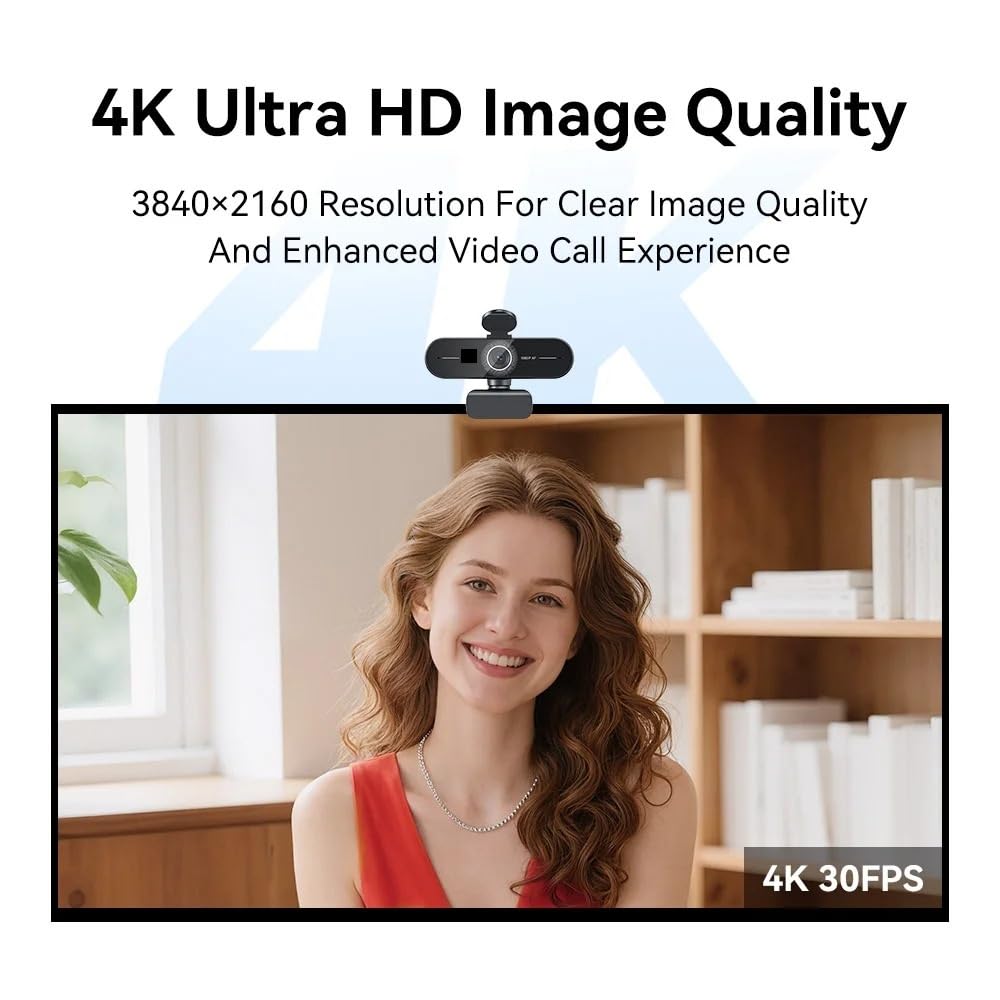 Cámara Web 4K Ultra HD 1080P 60 fps EMEET C60E con Enfoque automático, USB, for transmisión en Vivo, videollamadas y conferencias