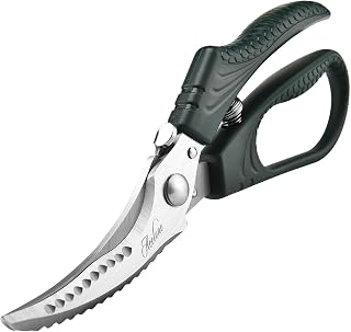 Acelone Poultry Shears - Heavy Duty Kitchen Chicken Shears With Anti-Slip Handle & Safety Lock - Poultry Scissors for Meat, Game, Chicken, Bone, Poultry & More - Spring Loaded.