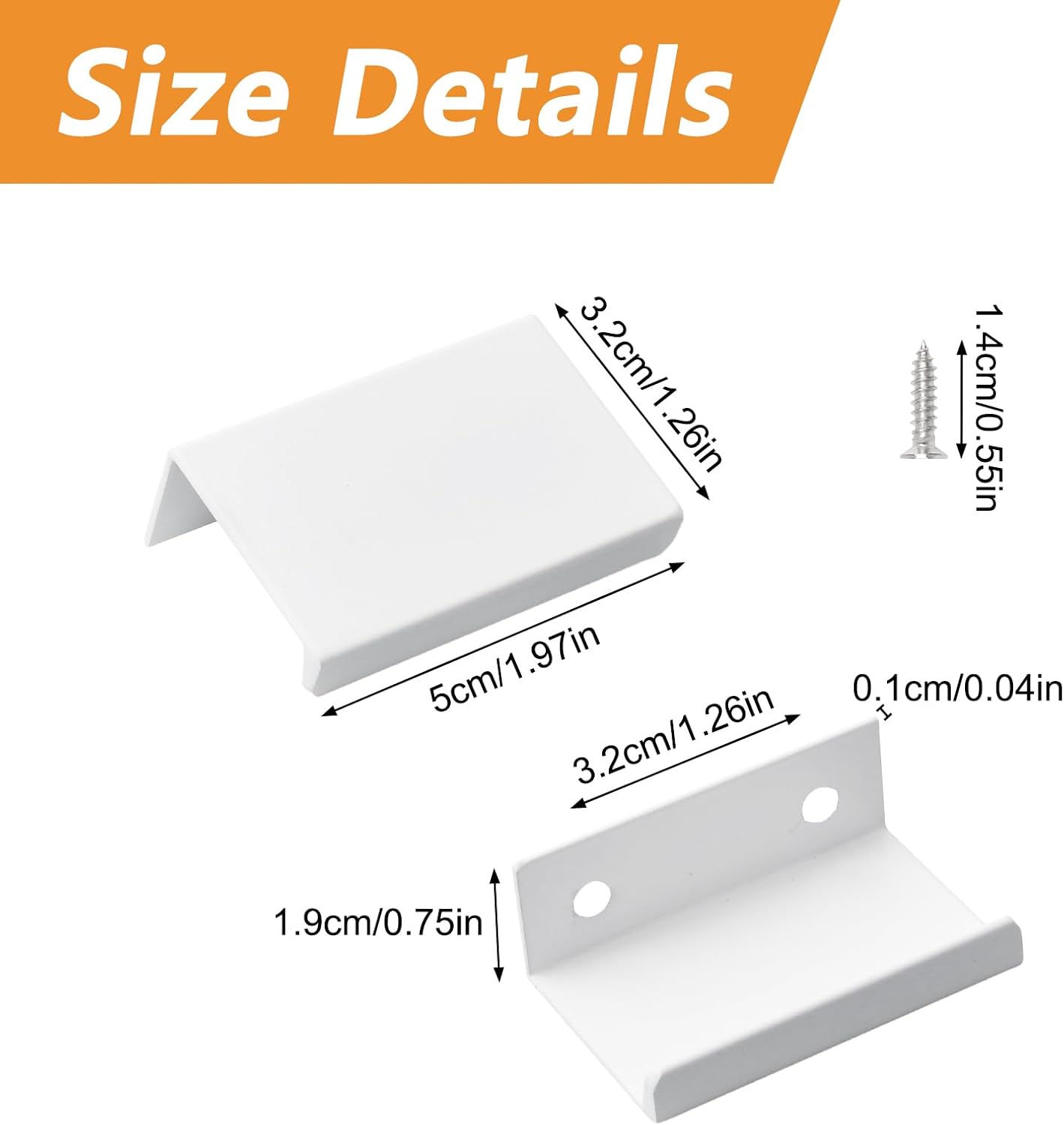 MOROBOR White Mini Finger Edge Pull, 30 PCS Concealed Handle Modern Style Drawer Handle, Right Angle Aluminum Alloy Invisible Wardrobe Knobs for Cabinet Hardware Drawer/50 mm