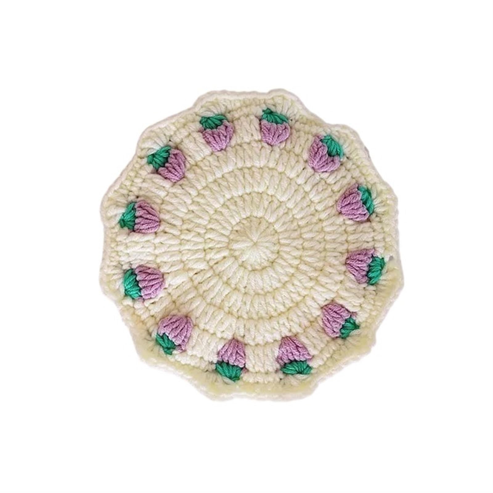 Yarn Strawberry Coaster and Placemat