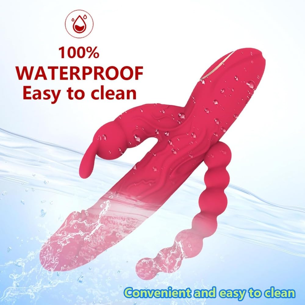 Con dildo, vibratore e giocattoli erotici: vibratore 3 in 1 per il punto G, 10 modalità di vibrazione, giocattolo erotico in silicone impermeabile (rosso)
