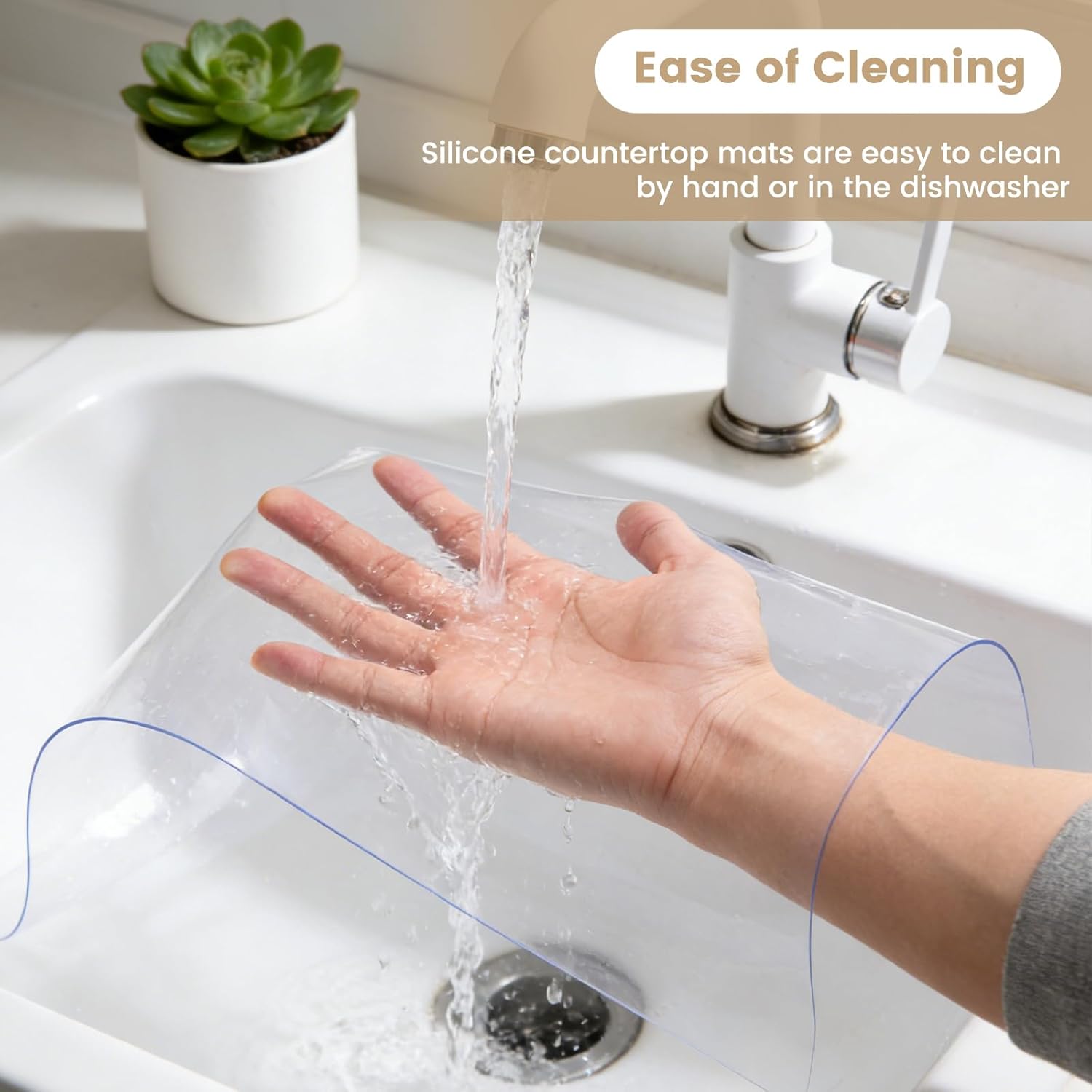 2PCS Clear Silicone Countertop Protector Mat, 23.6" *15.7" Non Slip & Heat Resistant Mats for Kitchen Countertop,Silicone Table Desk Protector Mat